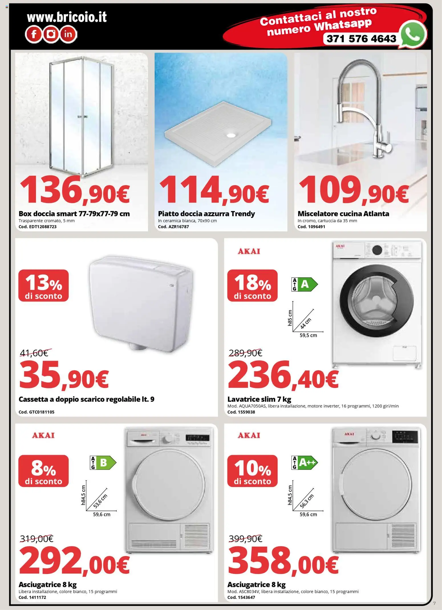 Volantino Brico io del 13.11.2025 | Pagina: 7 | Prodotti: Box doccia, Lavatrice, Asciugatrice, Miscelatore