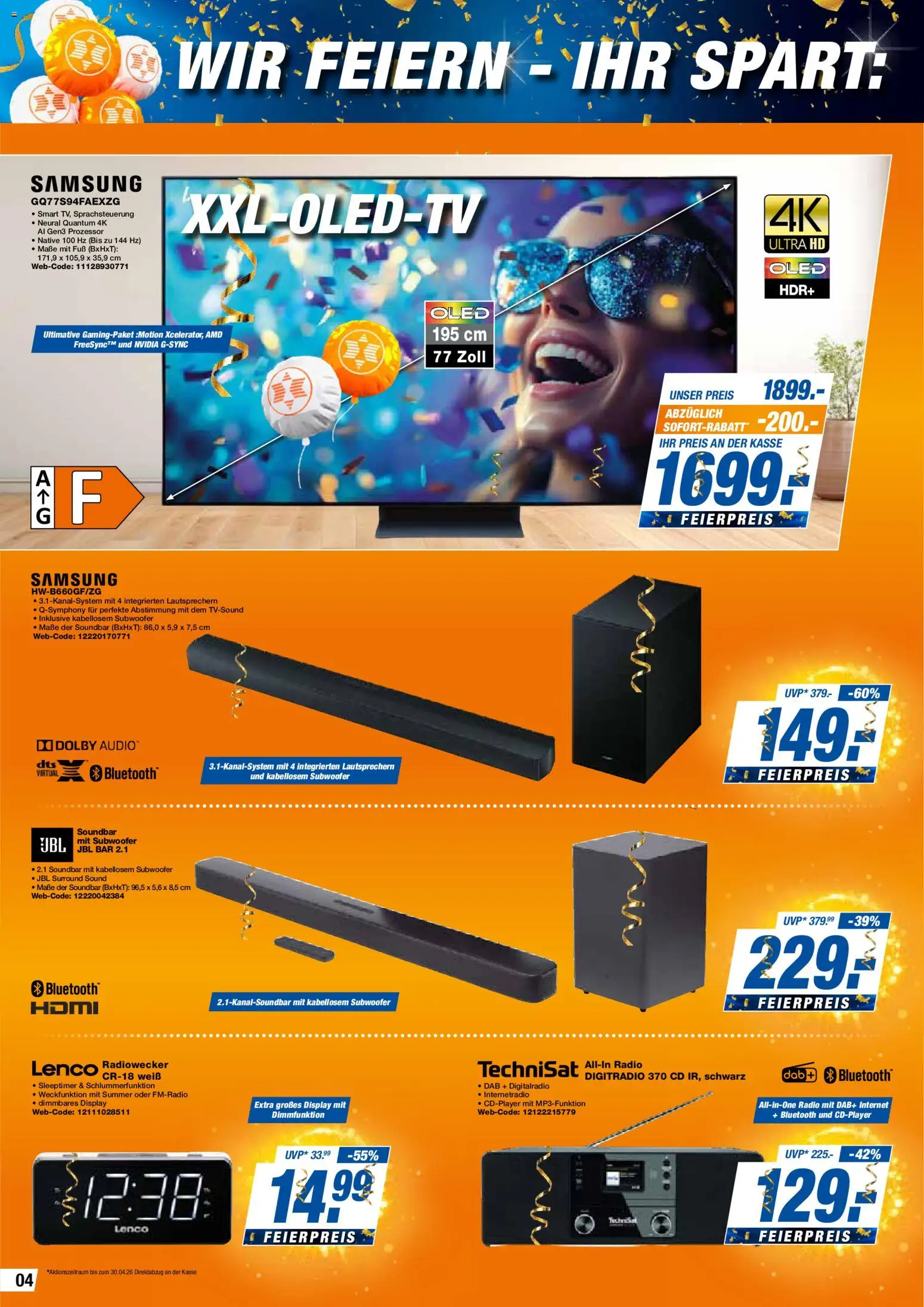 Expert  Aktuelle Beilage – gültig ab 17.04.2026 | Seite: 4 | Produkte: Radiowecker, Soundbar, Audio, Radio
