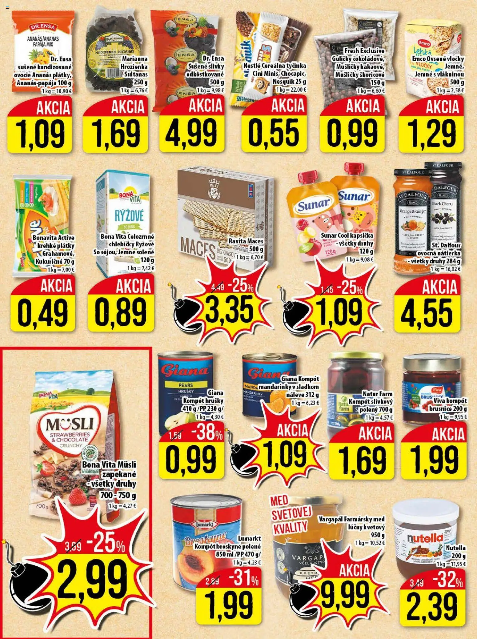Nové Klas akcie – leták je platný od 10.11.2025 | Strana: 15 | Produkty: Sunar, Hrušky, Broskyne, Nutella