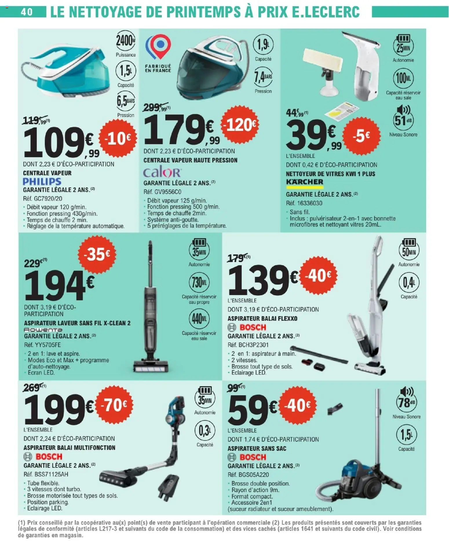 {H1} | Page: 40 | Produits: Sac, Aspirateur sans sac, Aspirateur, Centrale vapeur