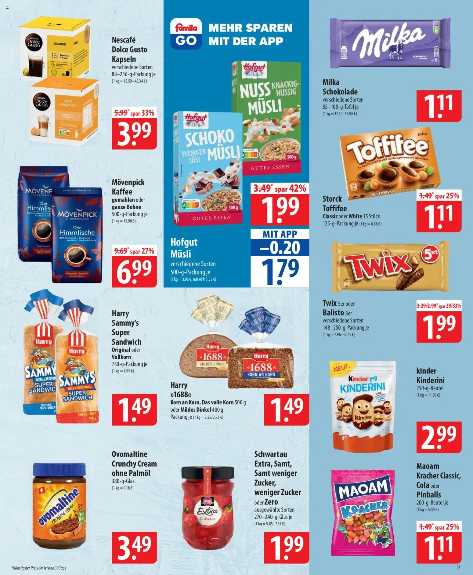 Famila Prospekt 	 – gültig ab 02.03.2026 | Seite: 9 | Produkte: Ovomaltine, Schokolade, Zucker, Toffifee