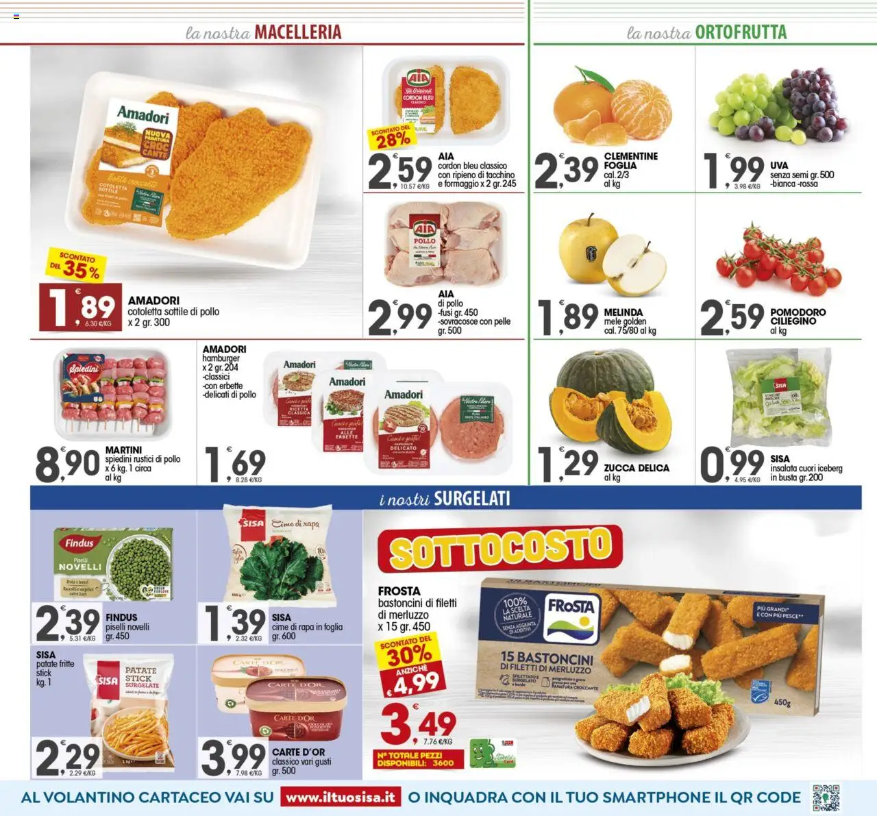 Volantino SISA del 14.10.2025 | Pagina: 3 | Prodotti: Pesce, Insalata, Formaggio, Zucca