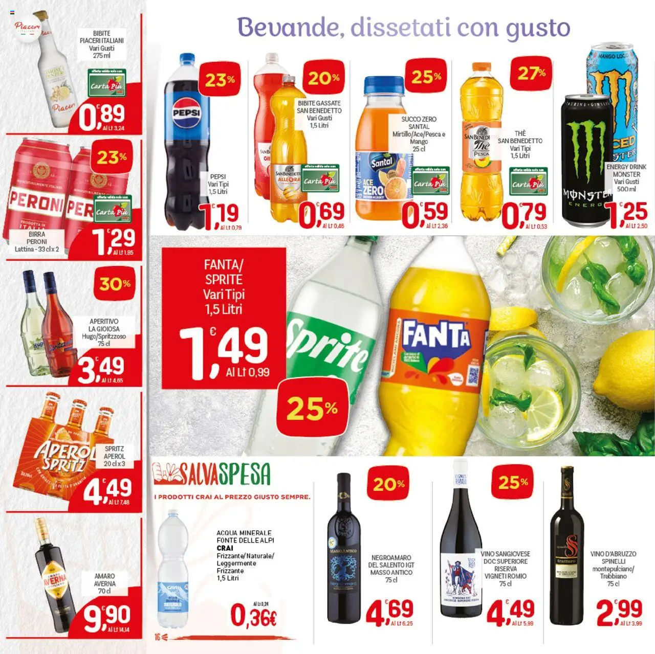 Volantino CRAI del 21.08.2025 | Pagina: 16 | Prodotti: Succo, Birra, Mango, Aperol