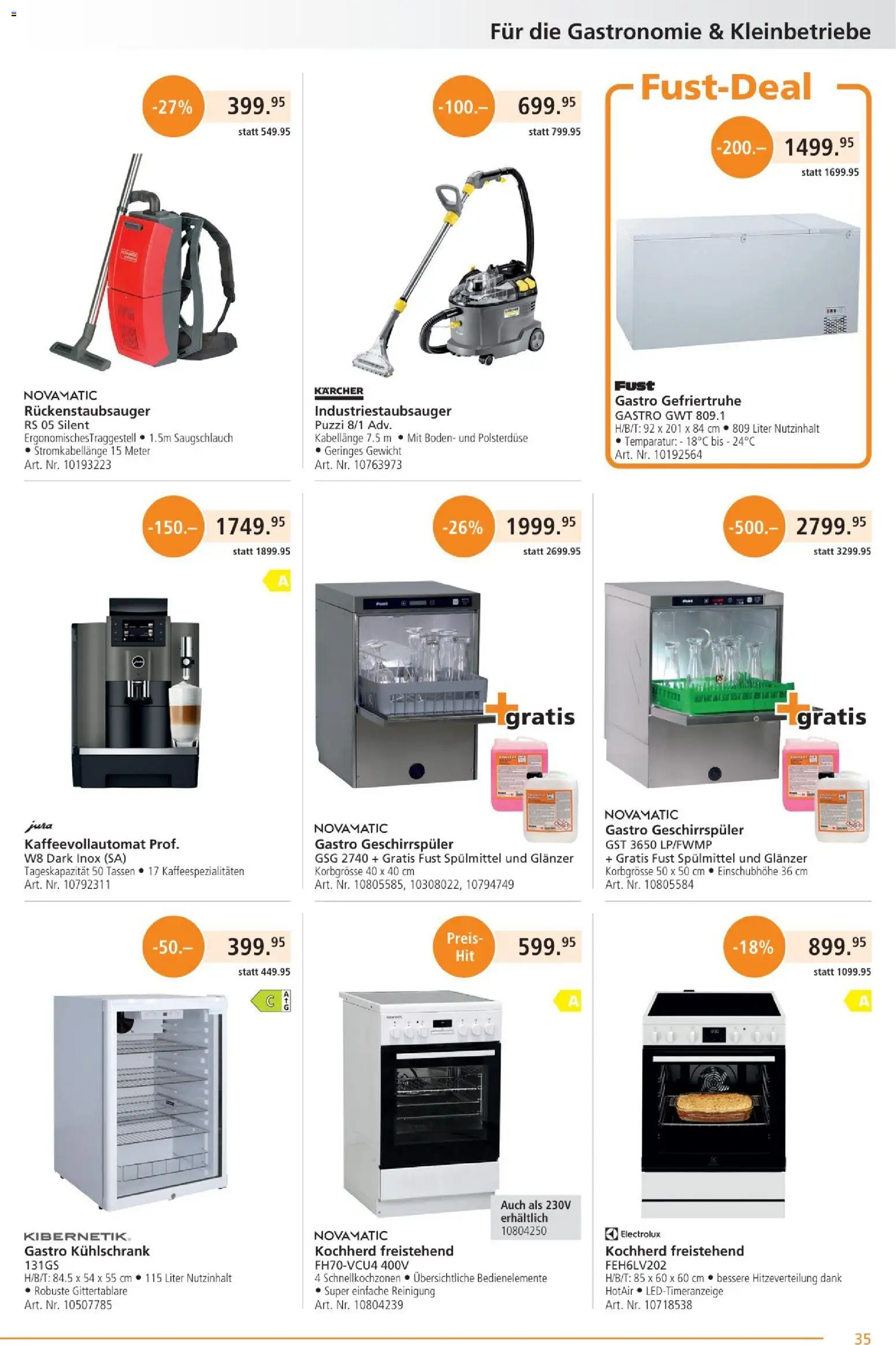 Fust Aktionen – gültig ab 26.01.2026 | Seite: 35 | Produkte: Gefriertruhe, Kaffeevollautomat, Geschirrspüler, Gewicht