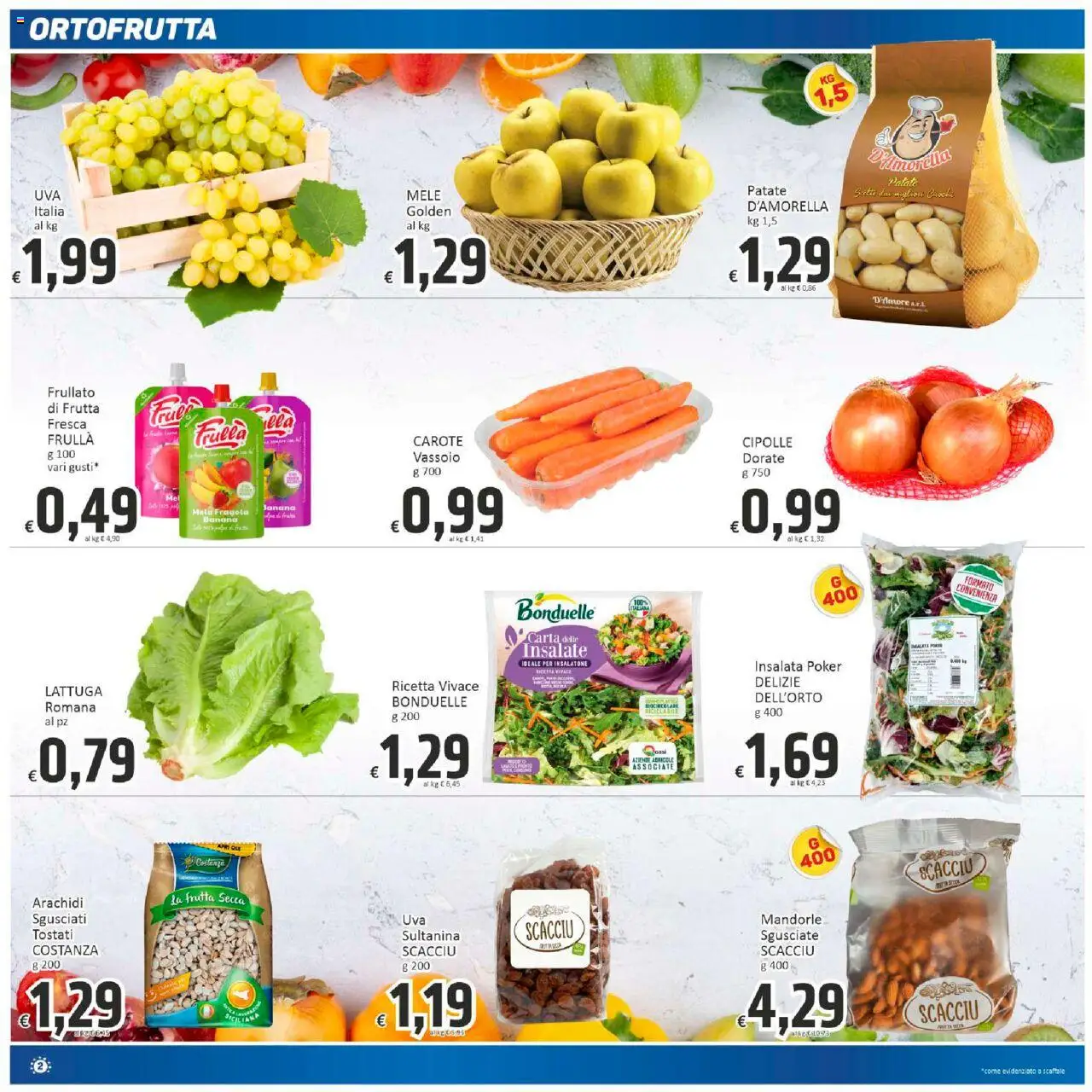 Volantino Paghi Poco del 10.10.2025 | Pagina: 2 | Prodotti: Insalata, Mandorle, Scaffale, Vassoio
