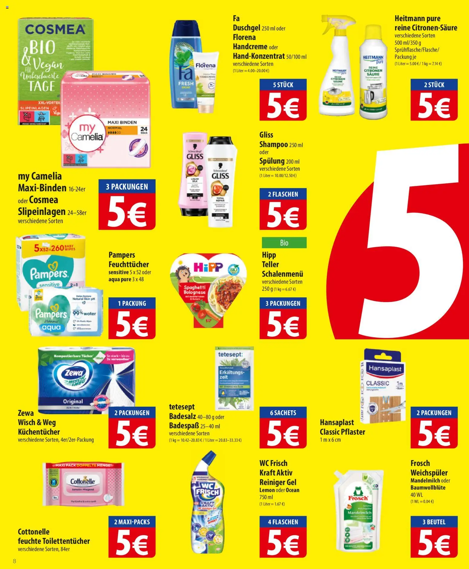 Famila Prospekt 	 – gültig ab 23.02.2026 | Seite: 8 | Produkte: Pampers, Spülung, Duschgel, Weichspüler