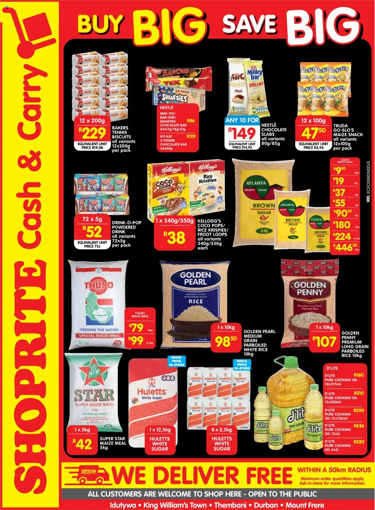 Shoprite Eastern Cape - Cash & Carry Price Drop Idutywa, King William's Town & Thembani │ valid from 04.08.2025 | Page: 2 | Products: Maize meal, Biscuits, Chocolate, Paper