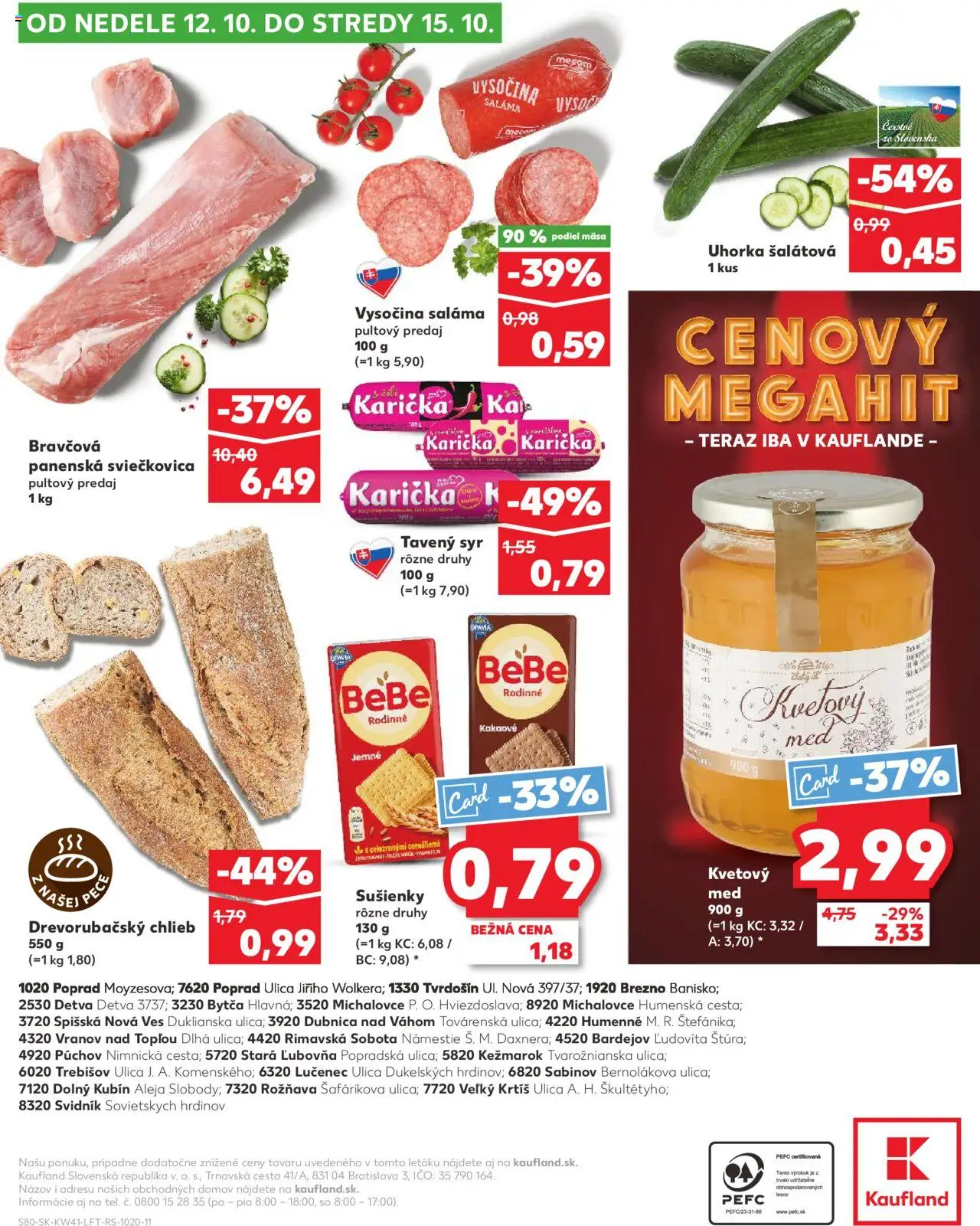 Nové Kaufland akcie – leták je platný od 09.10.2025 | Strana: 80 | Produkty: Syr, Chlieb, Saláma, Med