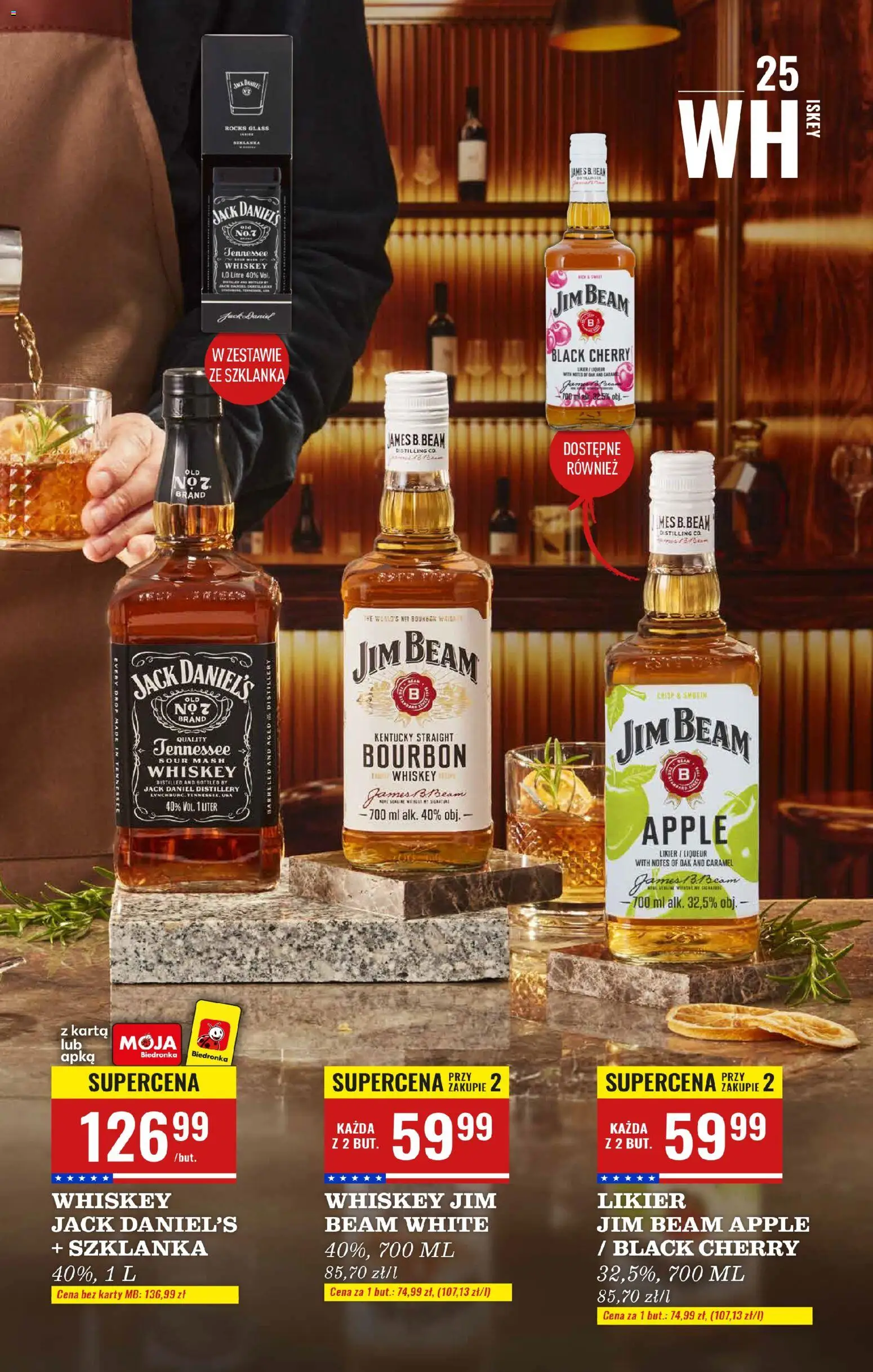 Biedronka gazetka - Czas na toast od 03.11.2025 | Strona: 25 | Produkty: Szklanka, Karta, Jim Beam apple, Jack Daniel's
