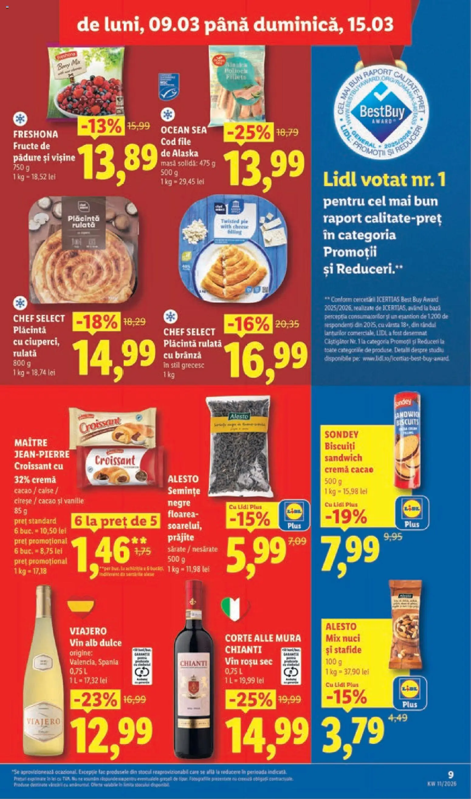 Noul catalog Lidl – valabil de la 09.03.2026 | Pagină: 9 | Produse: Masă, Plăcintă, Biscuiți, Cireșe