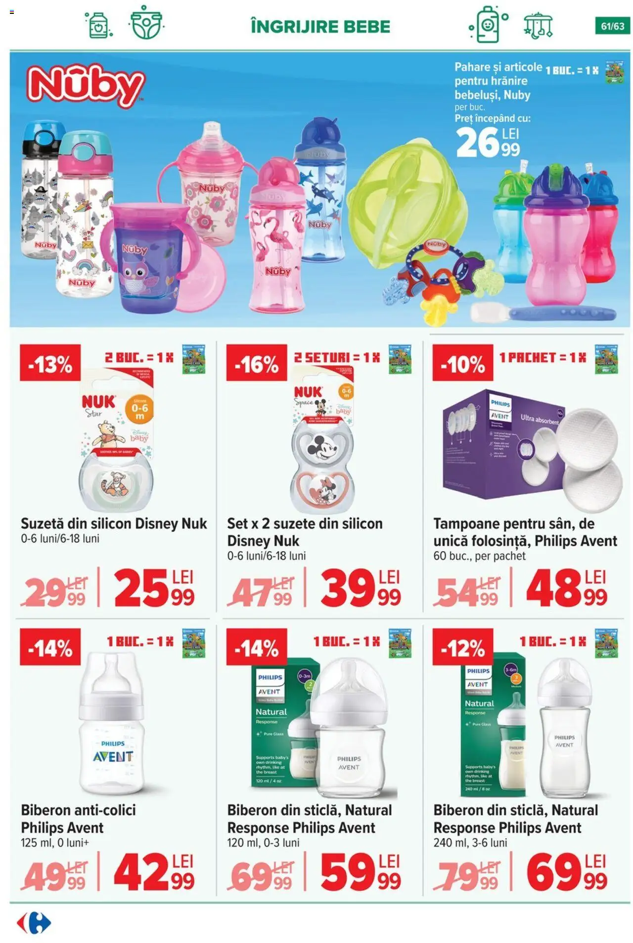 Noul catalog Carrefour – valabil de la 01.10.2025 | Pagină: 62 | Produse: Suzetă, Enginar, Pahare, Tampoane