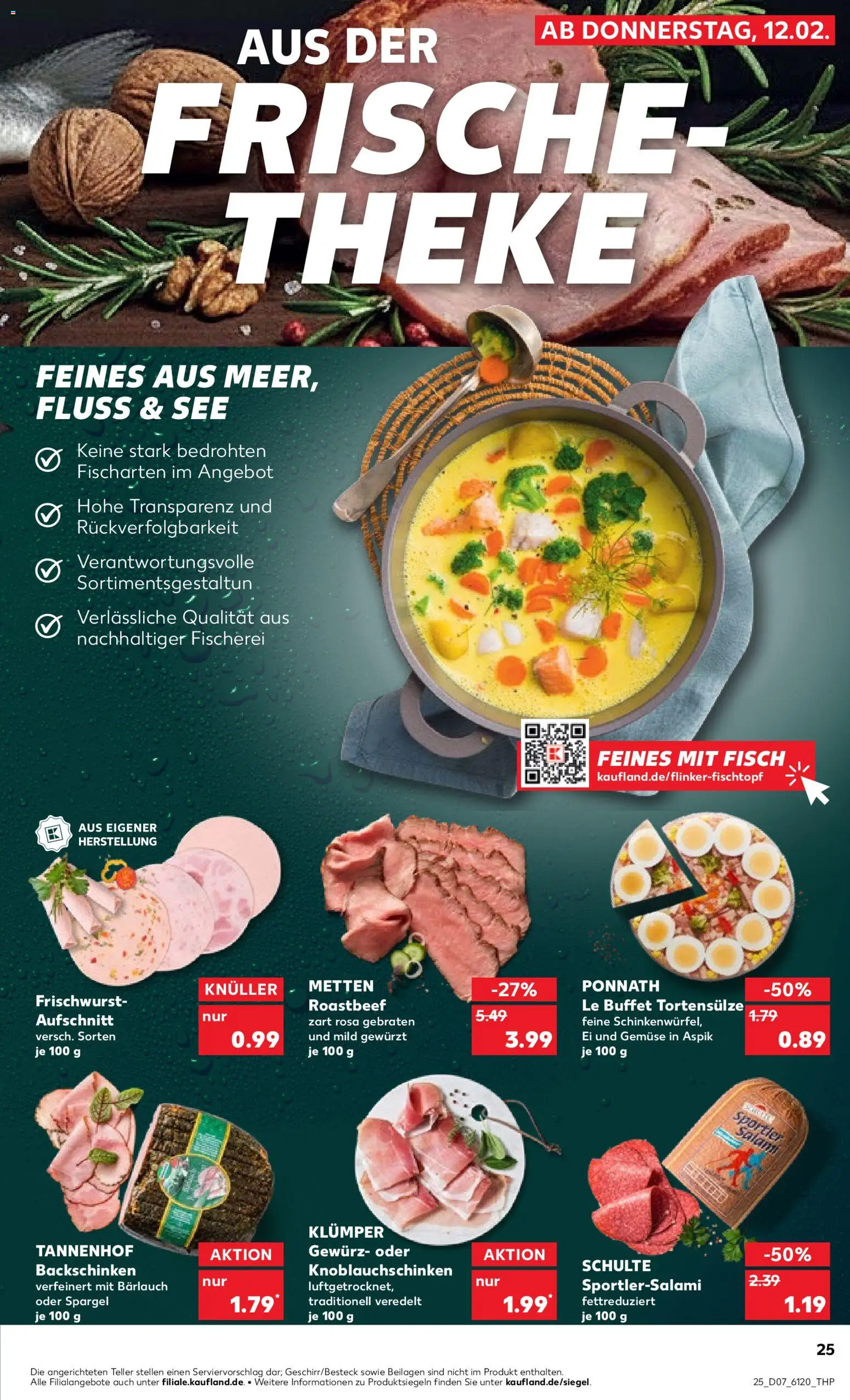 Kaufland prospekt Bremen	 – gültig ab 15.02.2026 | Seite: 25 | Produkte: Roastbeef, Fisch, Gemüse, Salami