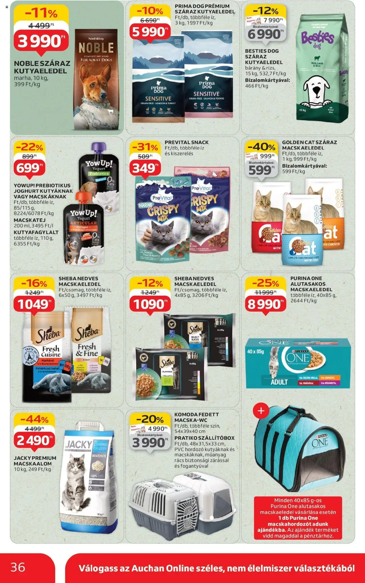Auchan akciós ujság - amely érvényes a következő dátumtól: 07.08.2025 | Oldal: 36 | Termékek: Macskaeledel, Kutyaeledel, Purina one, Joghurt