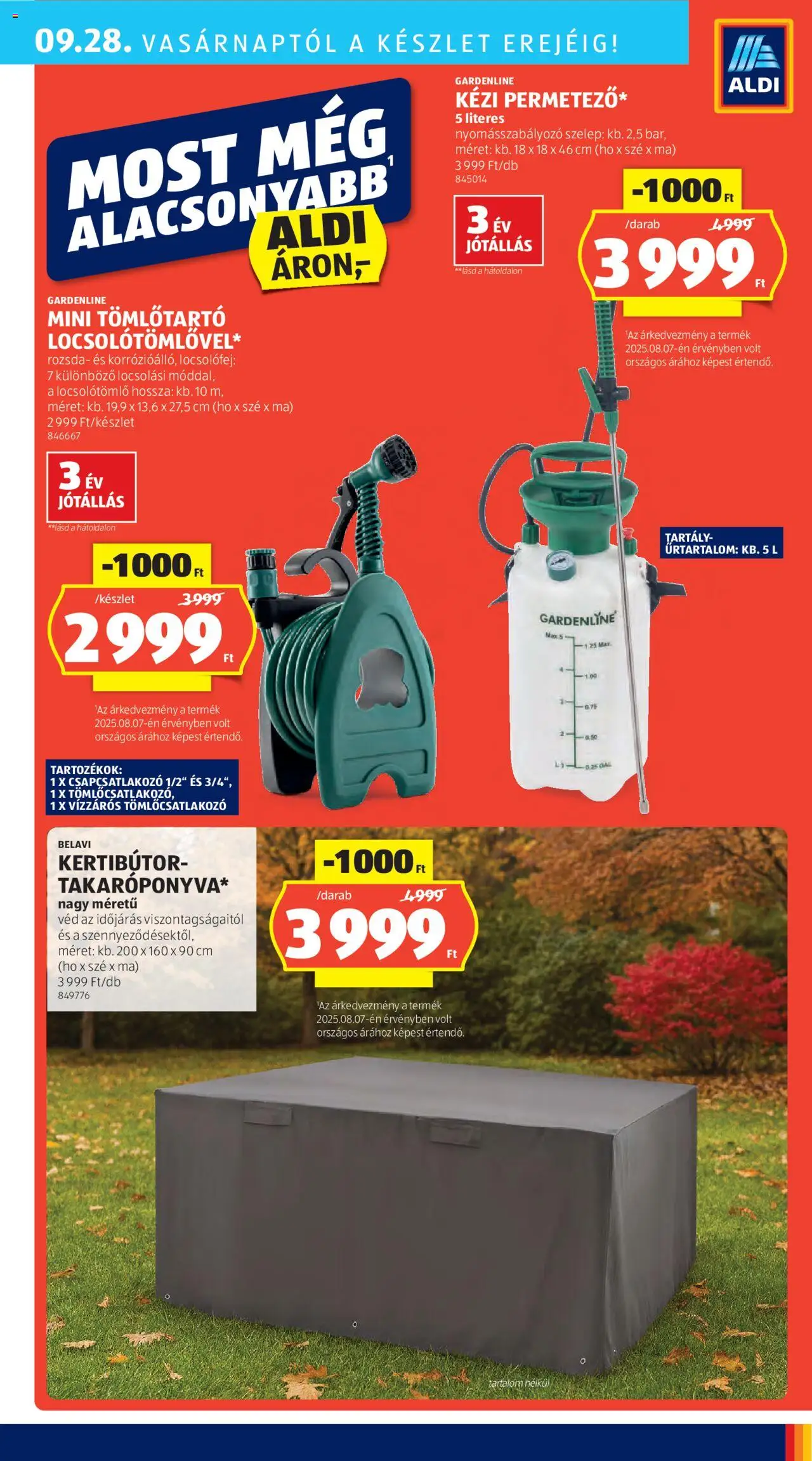 Aldi akciós ujság - amely érvényes a következő dátumtól: 25.09.2025 | Oldal: 43 | Termékek: Locsolótömlő