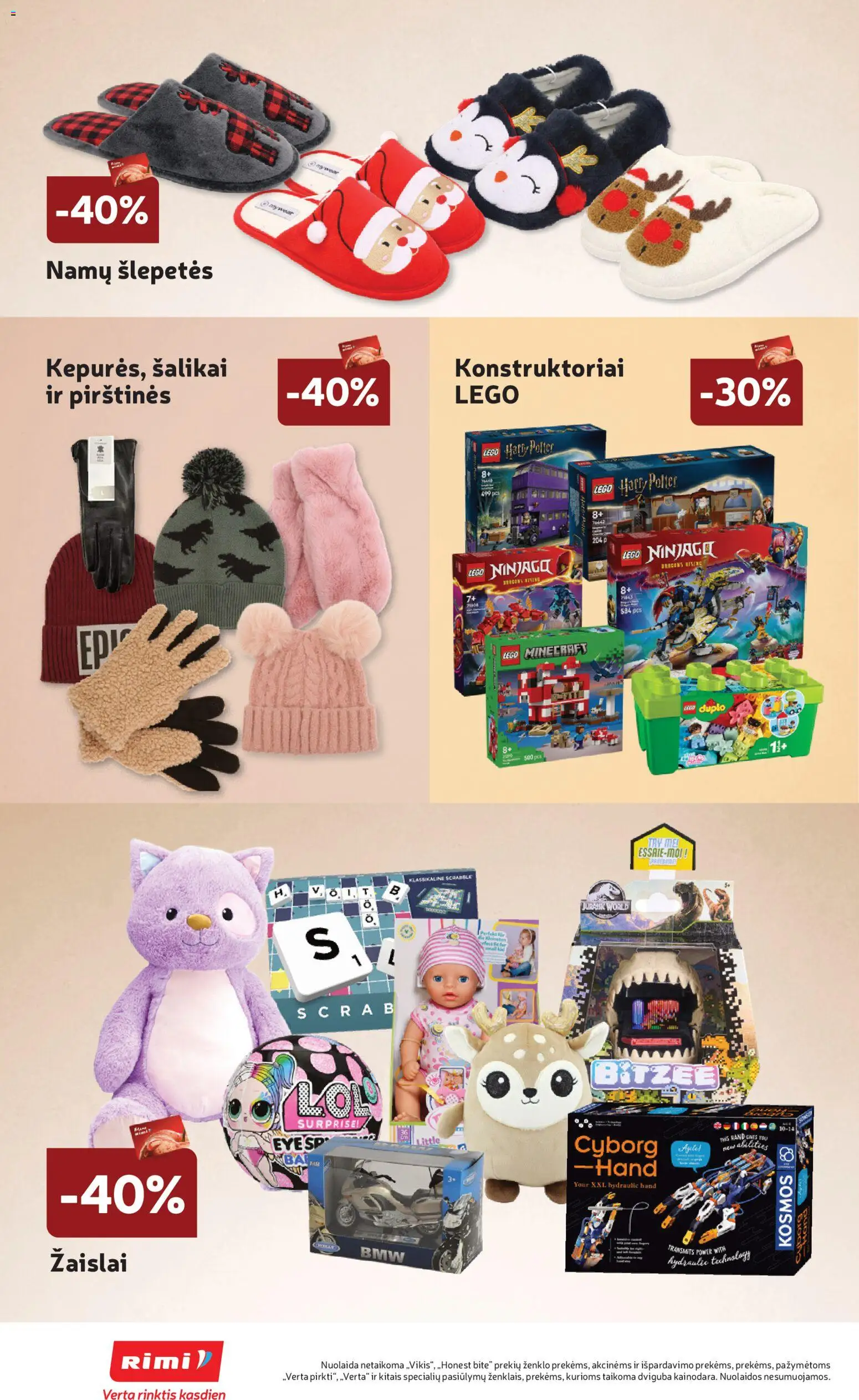 Rimi akcijos nuo 25.11.2025 | Puslapis: 6 | Prekių: Šlepetės, Pirštines