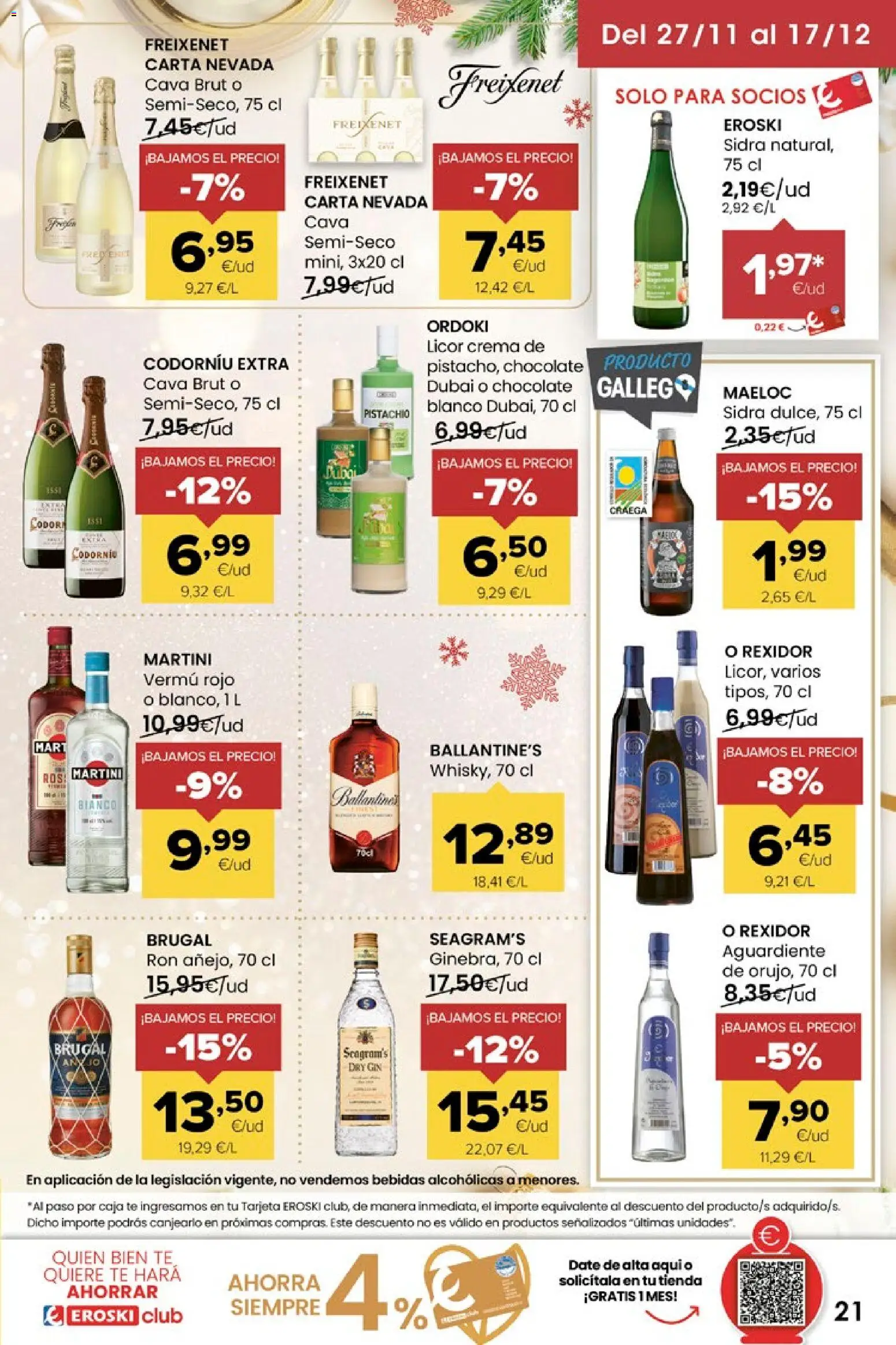 Eroski - Miramos por ti │ válido desde el 27.11.2025 | Página: 21 | Productos: Ron, Chocolate, Té, Caja