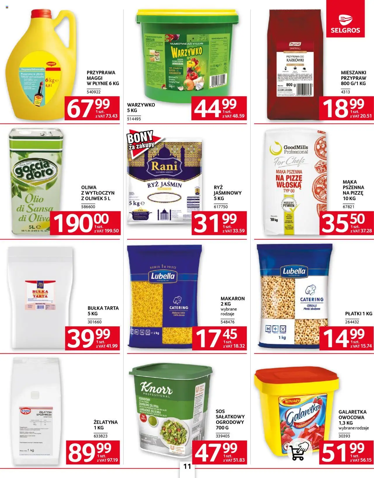 Selgros cash&carry Gazetka - Oferta dla gastronomii od 05.06.2025 | Strona: 11 | Produkty: Galaretka, Bułka tarta, Ryż, Płatki