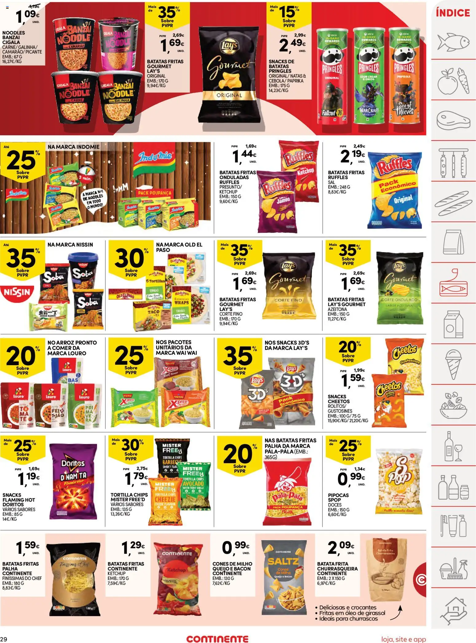 Continente Semanal Continente Bom Dia │ válido de 24.03.2026 | Página: 29 | Produtos: Batata frita, Pipocas, Louro, Doces