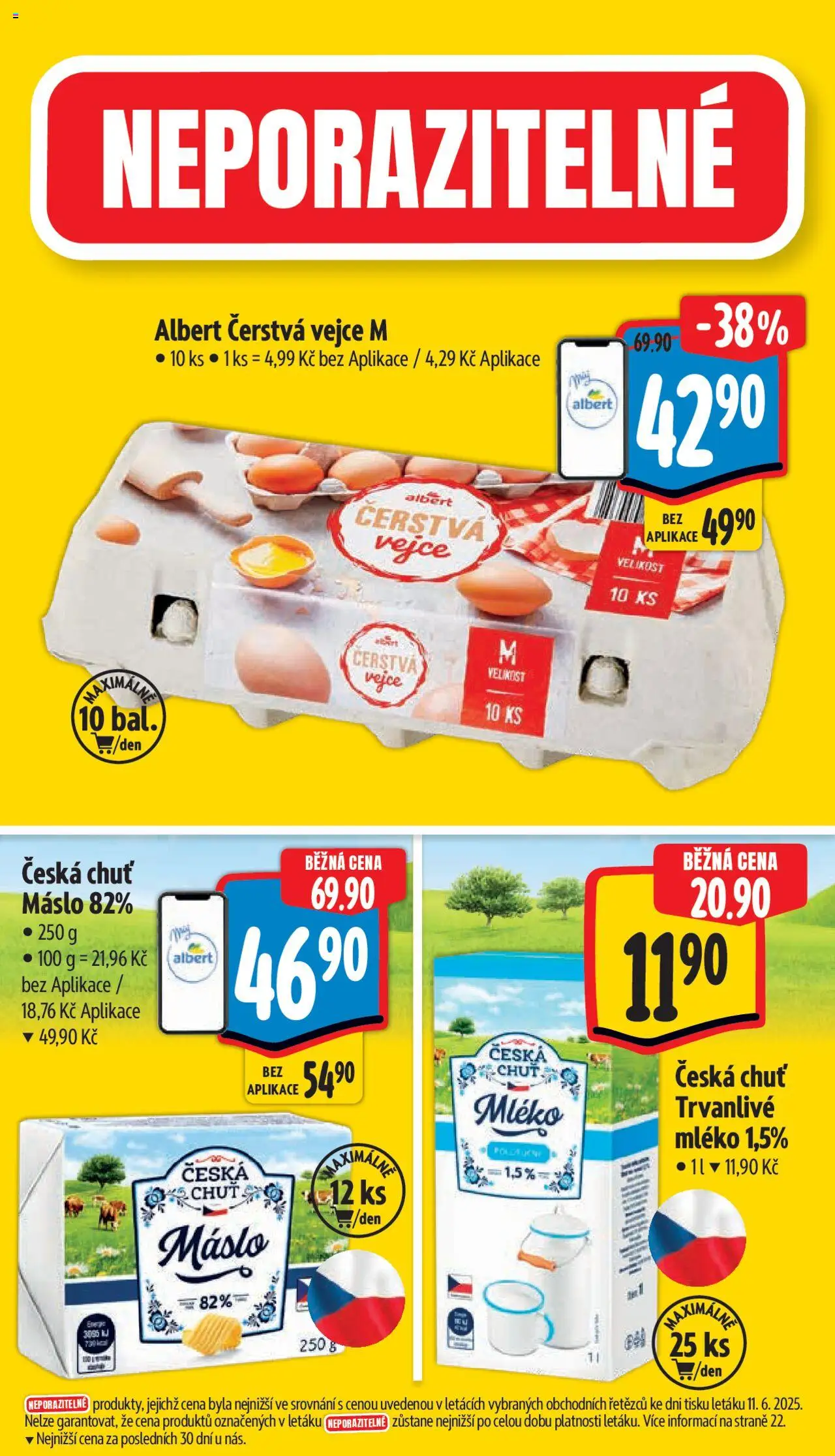 Albert leták - Supermarket od 18.06.2025 | Strana: 3 | Produkty: Mléko, Máslo, Vejce