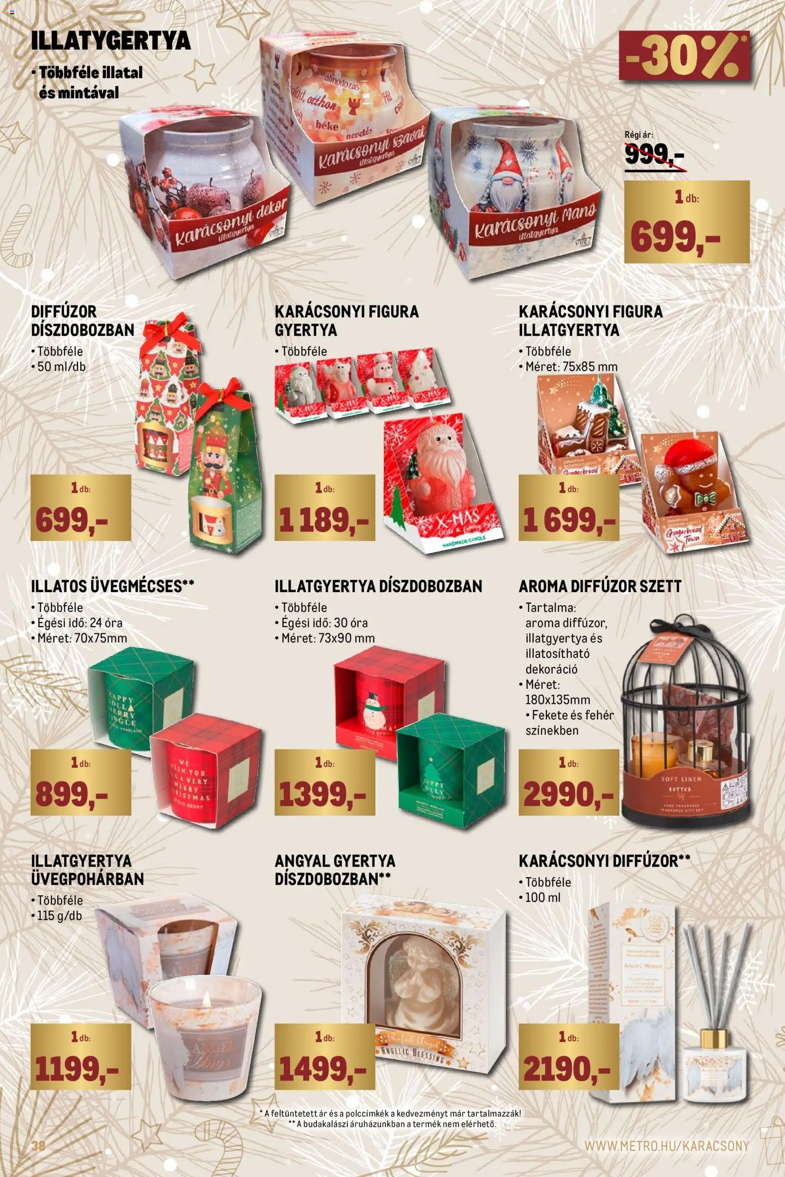 Metro akciós ujság - amely érvényes a következő dátumtól: 01.12.2025 | Oldal: 38 | Termékek: Aroma diffúzor, Diffúzor, Óra, Dekoráció