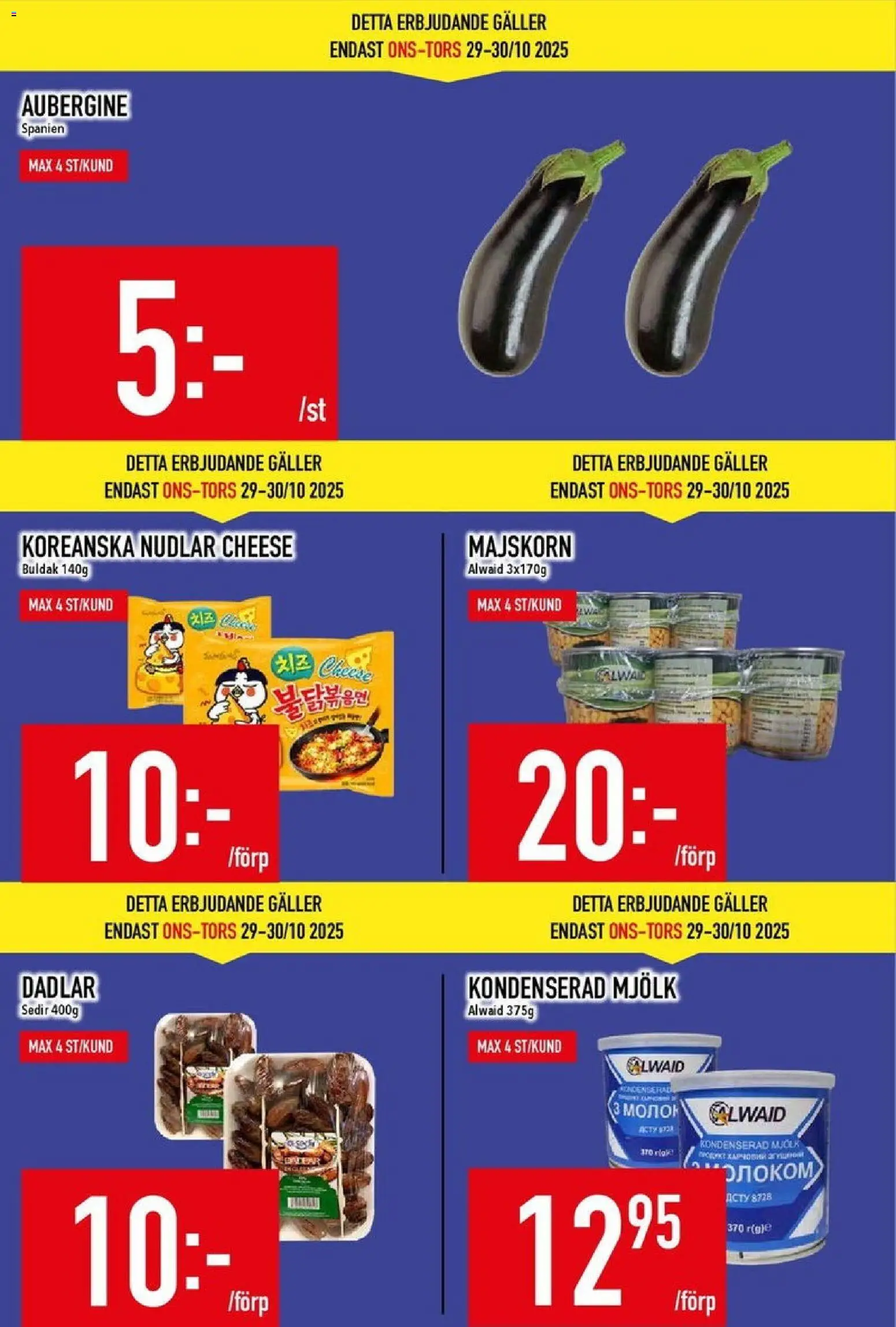 Matdax reklamblad aktuell från 27.10.2025 | Sida: 4 | Produkter: Galler, Mjölk, Aubergine