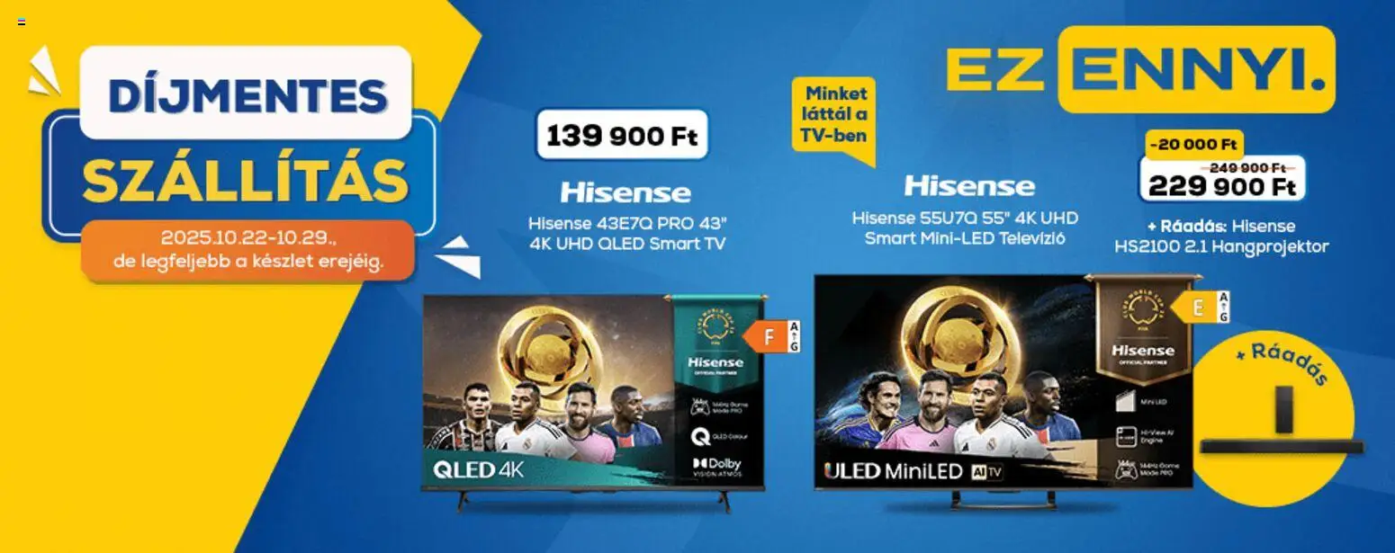 Euronics akciós ujság - amely érvényes a következő dátumtól: 22.10.2025 | Oldal: 1 | Termékek: Televízió, Hangprojektor, TV, Smart tv