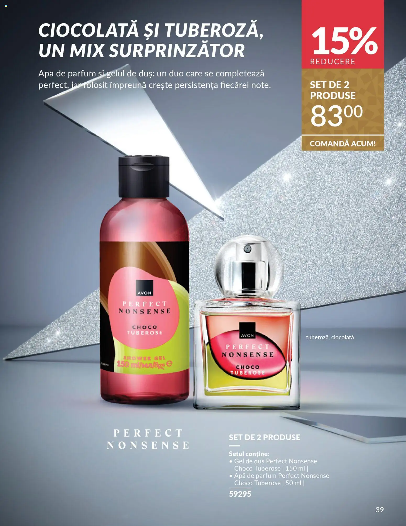 Noul catalog Avon – valabil de la 01.12.2025 | Pagină: 41 | Produse: Apă de parfum, Ciocolată, Gel de duș, Apă