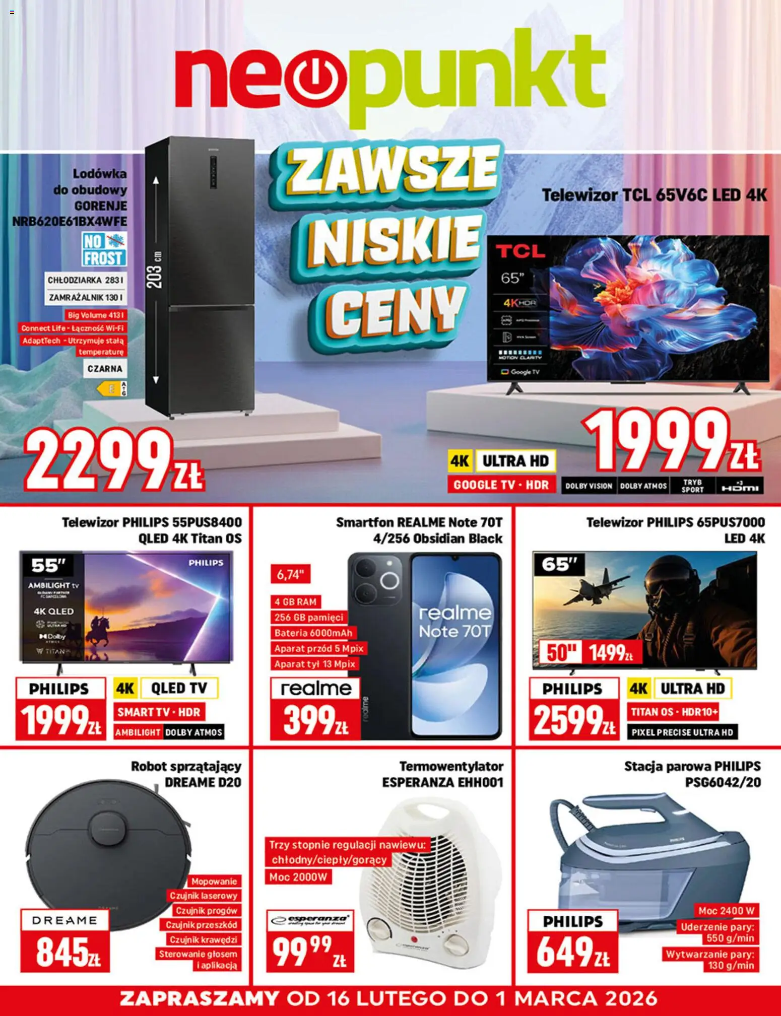 Neopunkt Gazetka od 16.02.2026 | Strona: 8 | Produkty: Telewizor, Lodówka, Robot, Bateria
