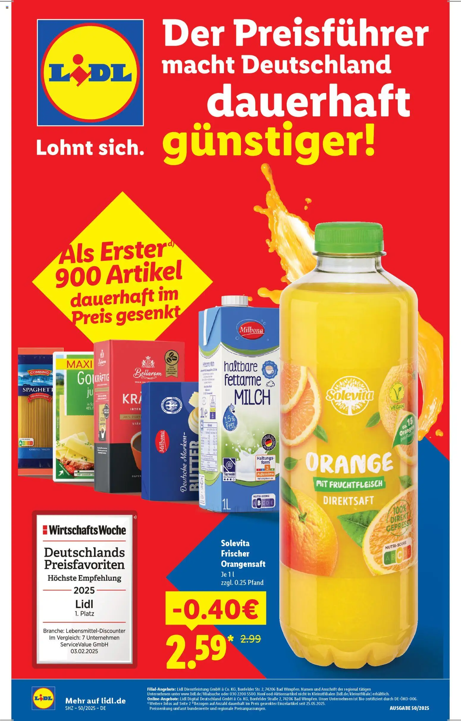 Lidl - Prospekt – gültig ab 08.12.2025 | Seite: 1 | Produkte: Butter, Bad, Orangen, Orangensaft