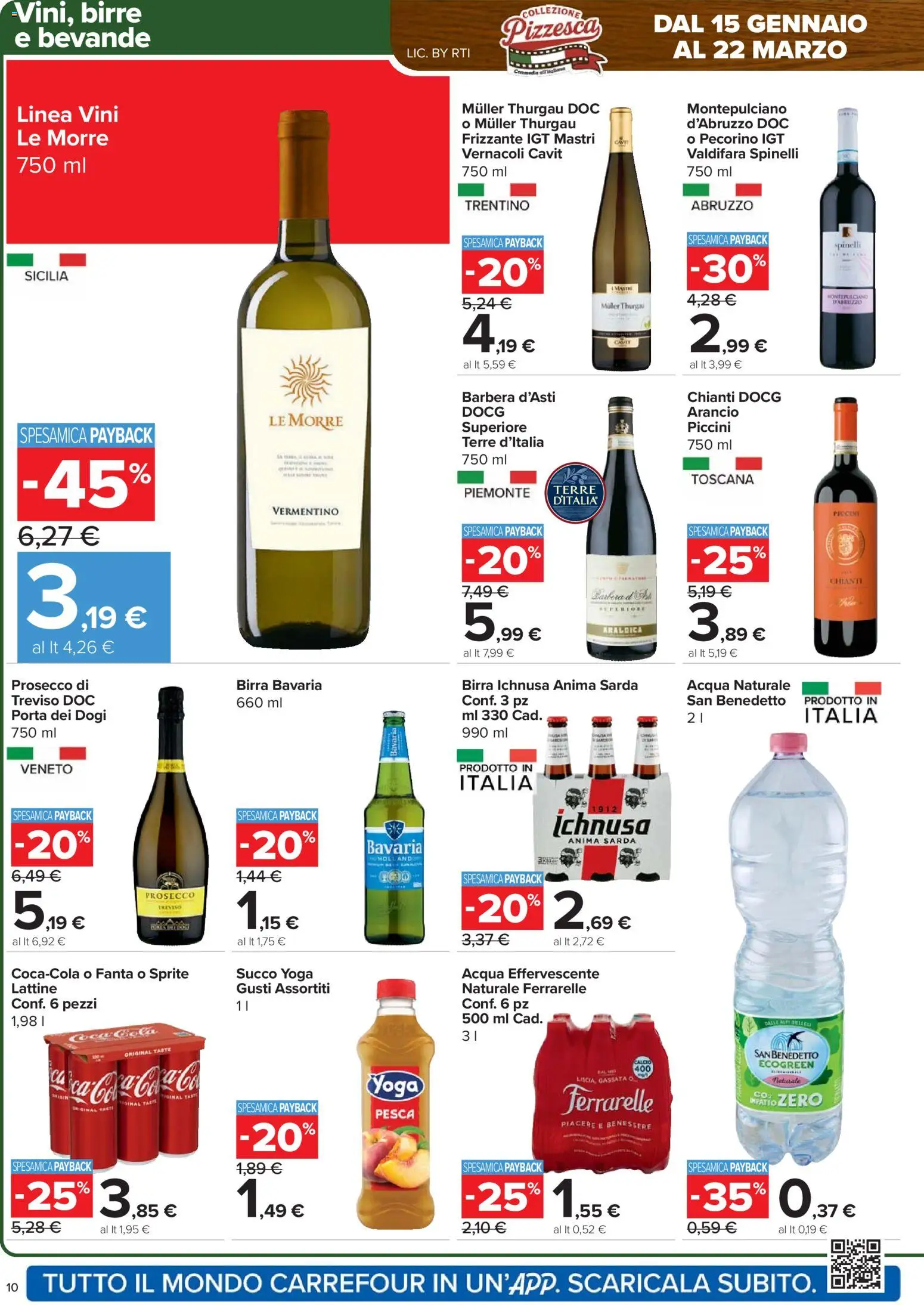 Volantino Carrefour del 15.01.2026 | Pagina: 10 | Prodotti: Birra, Prosecco, Acqua, Pecorino
