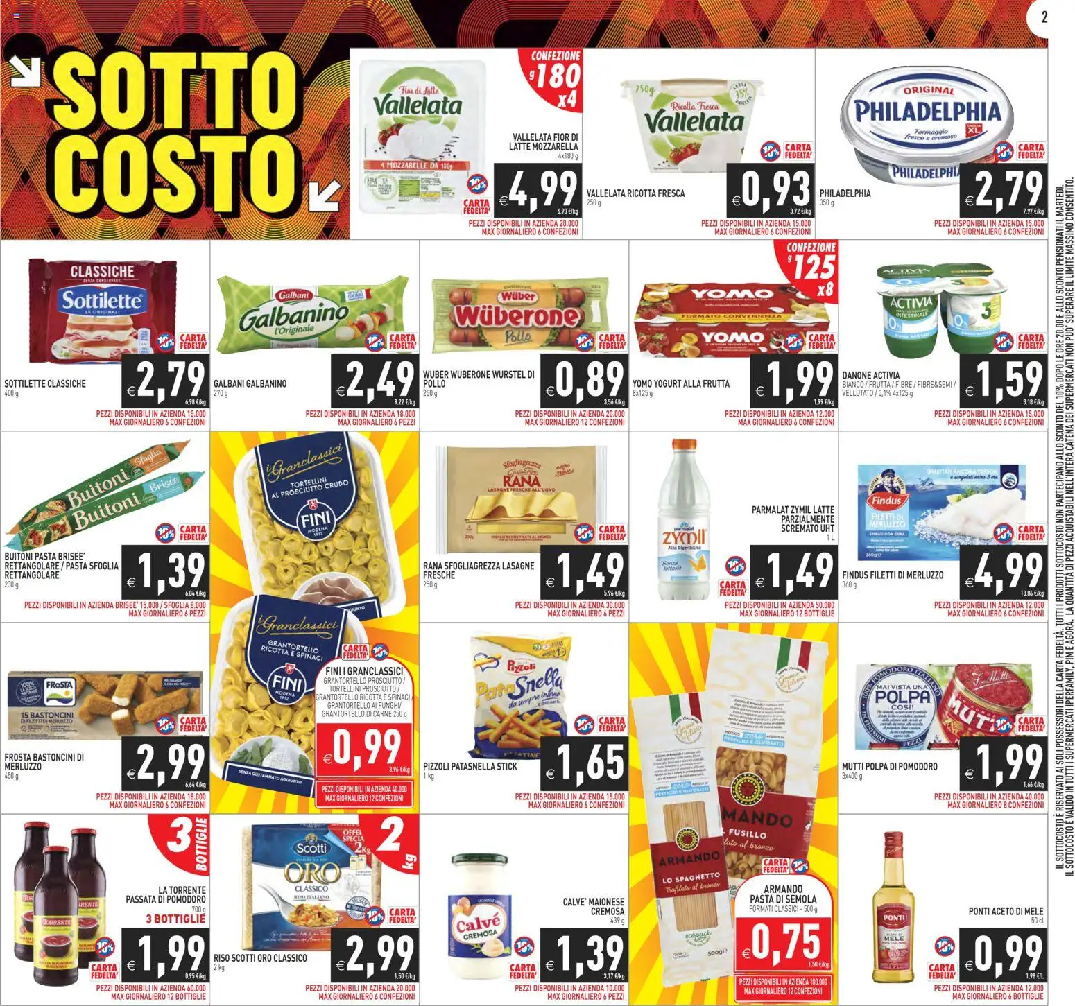 Volantino PIM Supermercati del 17.03.2026 | Pagina: 2 | Prodotti: Latte, Spinaci, Passata di pomodoro, Ricotta