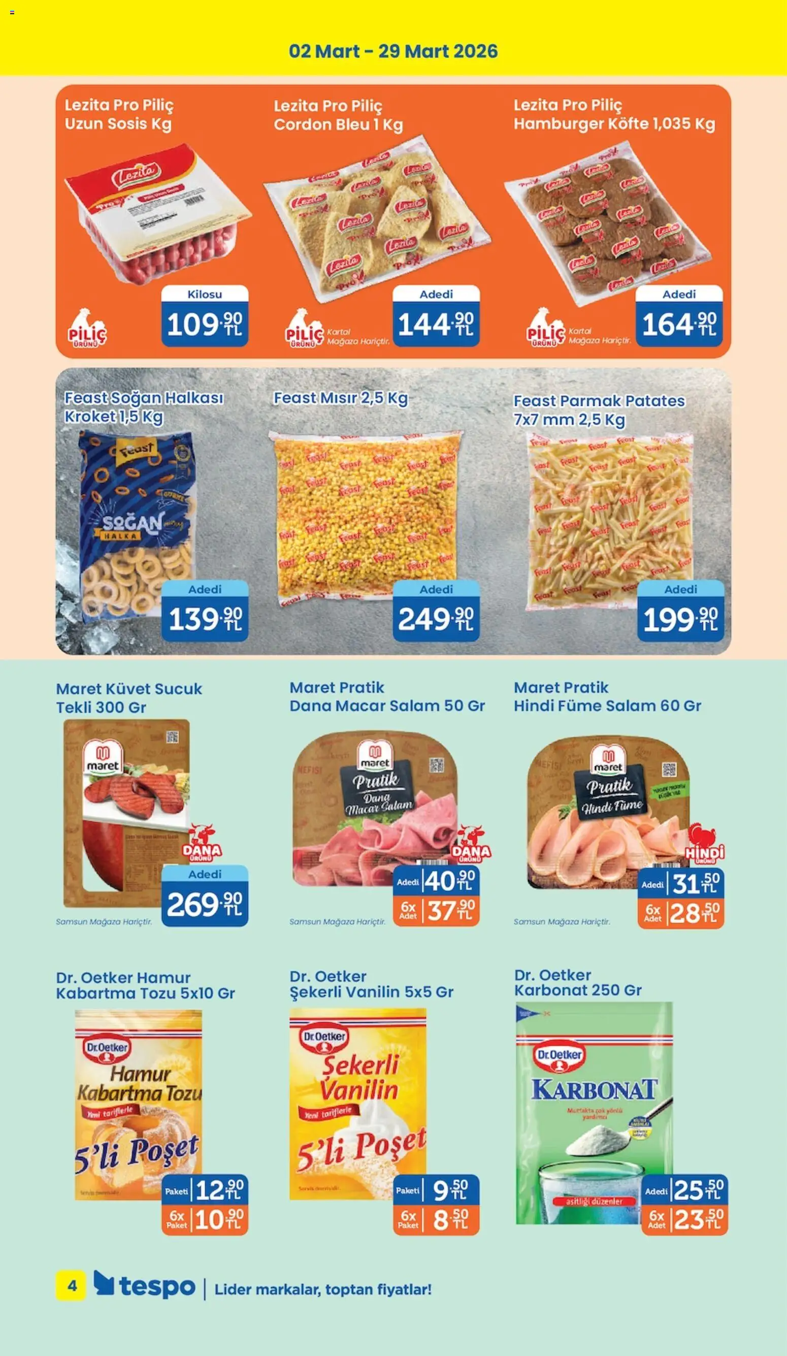 Tespo Katalog - 02.03.2026 tarihinden itibaren geçerlidir | Sayfa: 4 | Ürünler: Patates, Sosis, Mısır, Sucuk