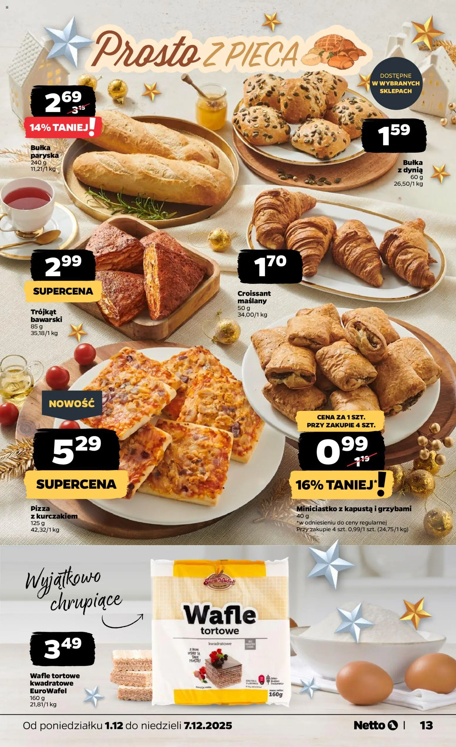 Netto gazetka - Spożywcza od 01.12.2025 | Strona: 13 | Produkty: Dynia, Wafle, Wafle tortowe, Pizza