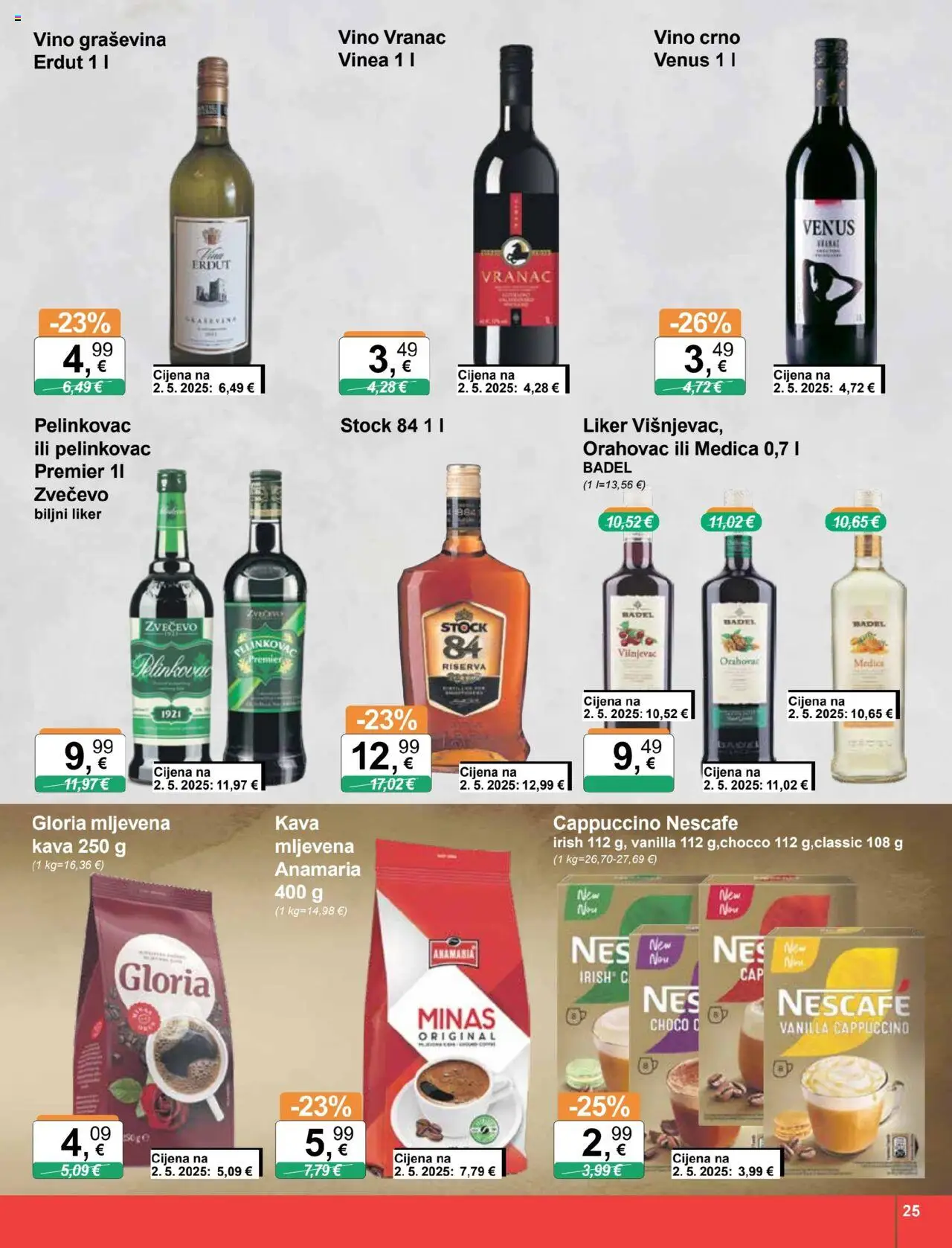KTC katalog | vrijedi od 08.10.2025 | Stranica: 25 | Proizvodi: Mljevena kava, Kava, Vino, Liker