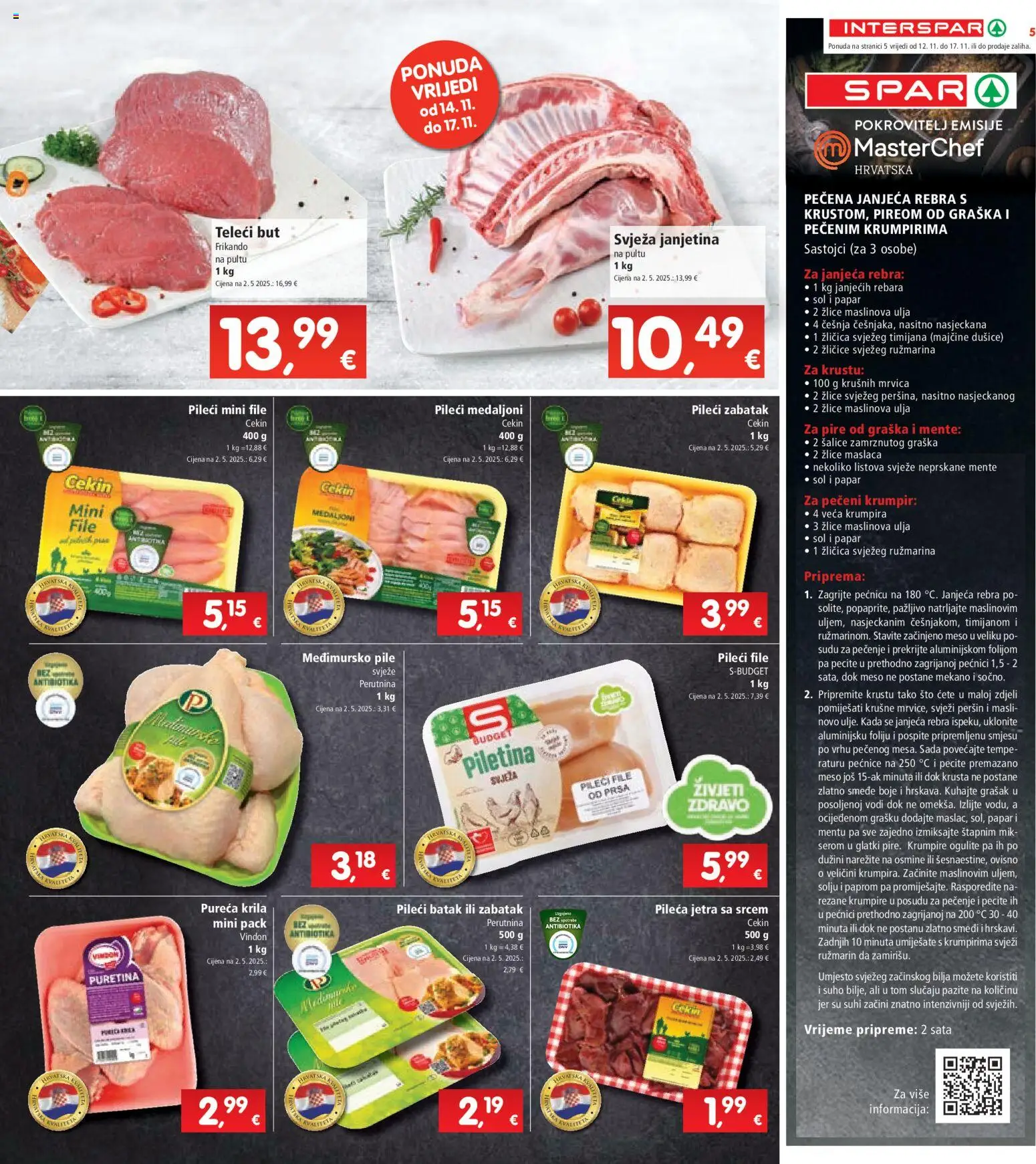 Interspar katalog | vrijedi od 12.11.2025 | Stranica: 5 | Proizvodi: Janjetina, Pileći medaljoni, Meso, Peršin