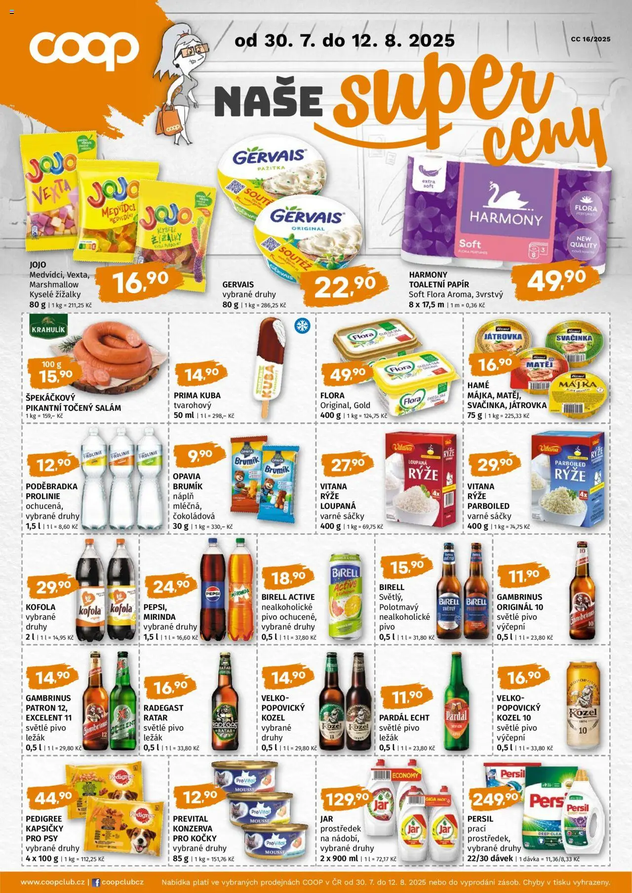 Coop leták - Super cena od 30.07.2025 | Strana: 1 | Produkty: Salám, Poděbradka, Omega, Kofola