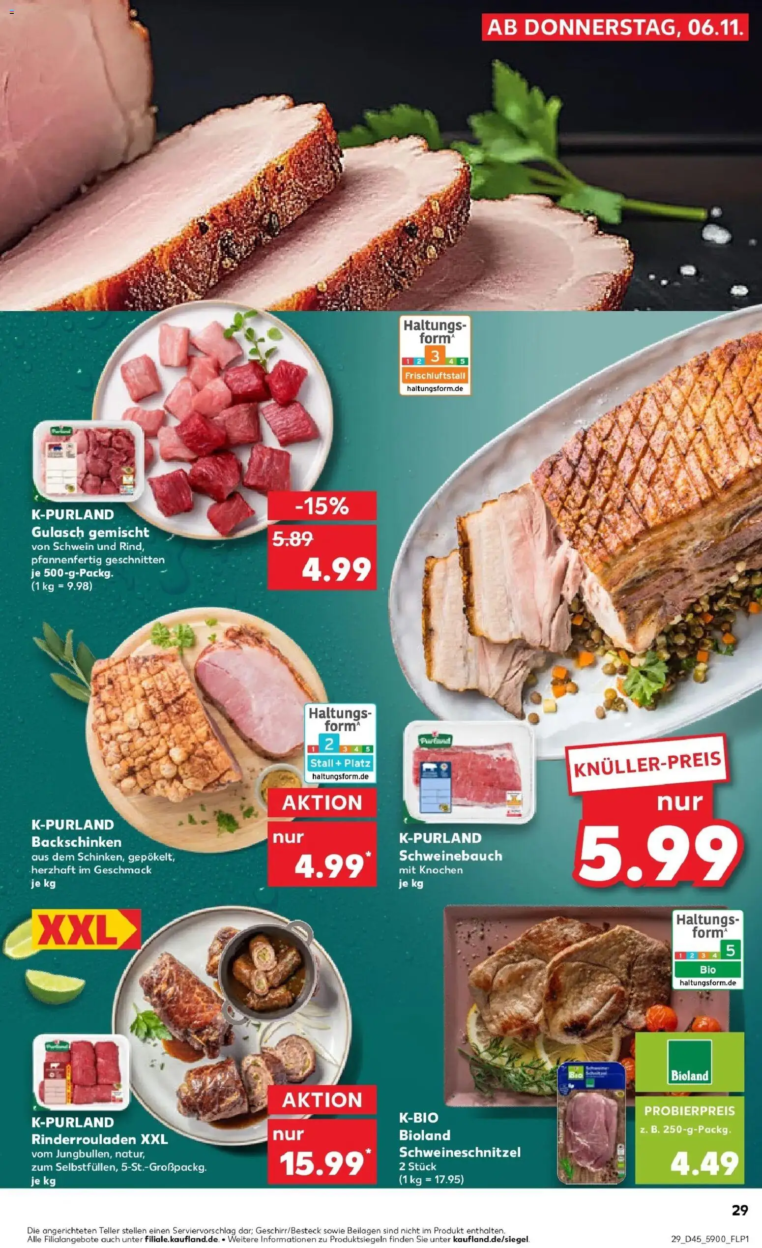 Kaufland prospekt Königs Wusterhausen	 – gültig ab 10.11.2025 | Seite: 29 | Produkte: Rinderrouladen, Schweinebauch, Gulasch