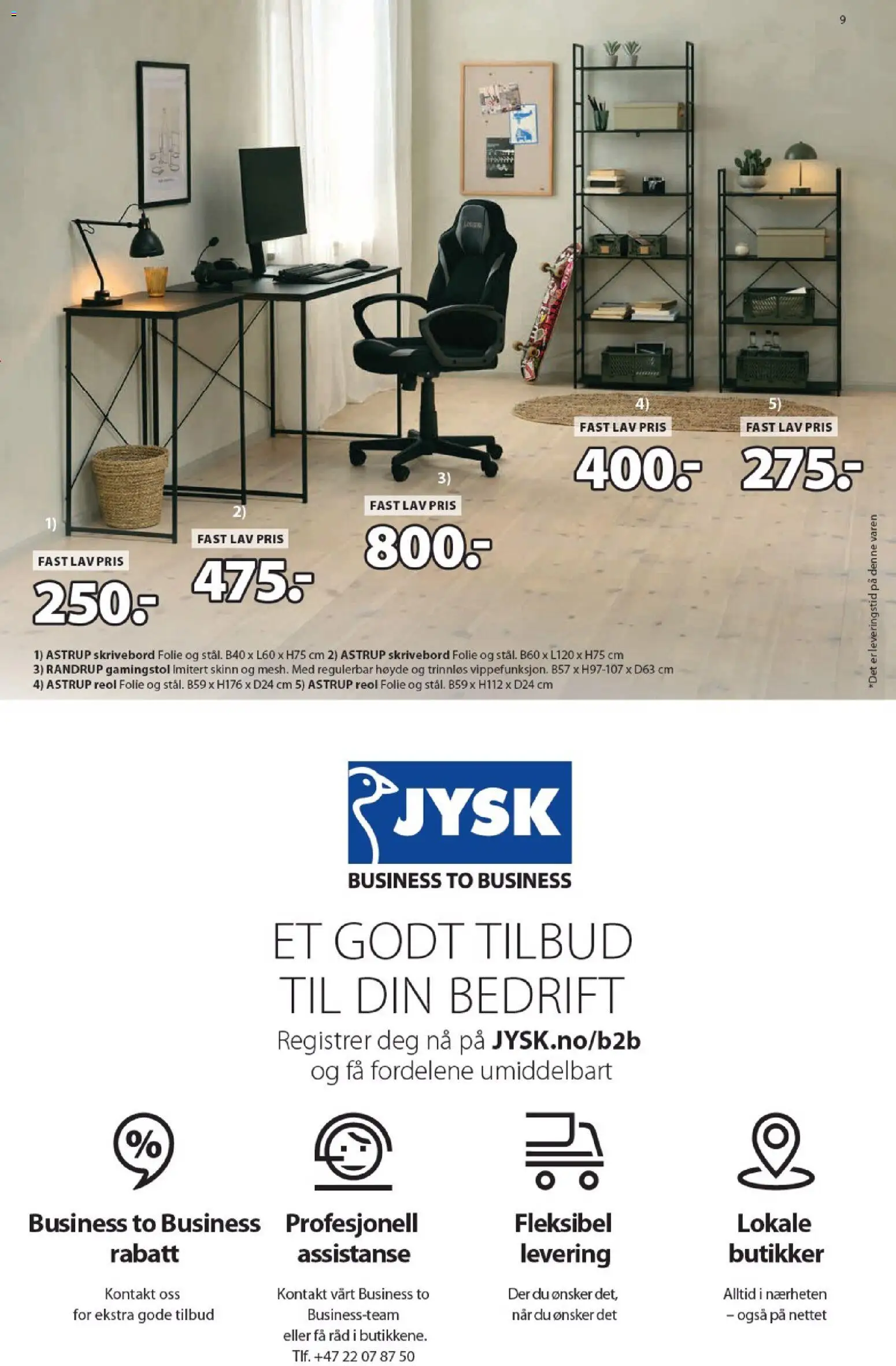 {H1} | Side: 9 | Produkter: Gown, Суміш дитяча, Reol, Skrivebord