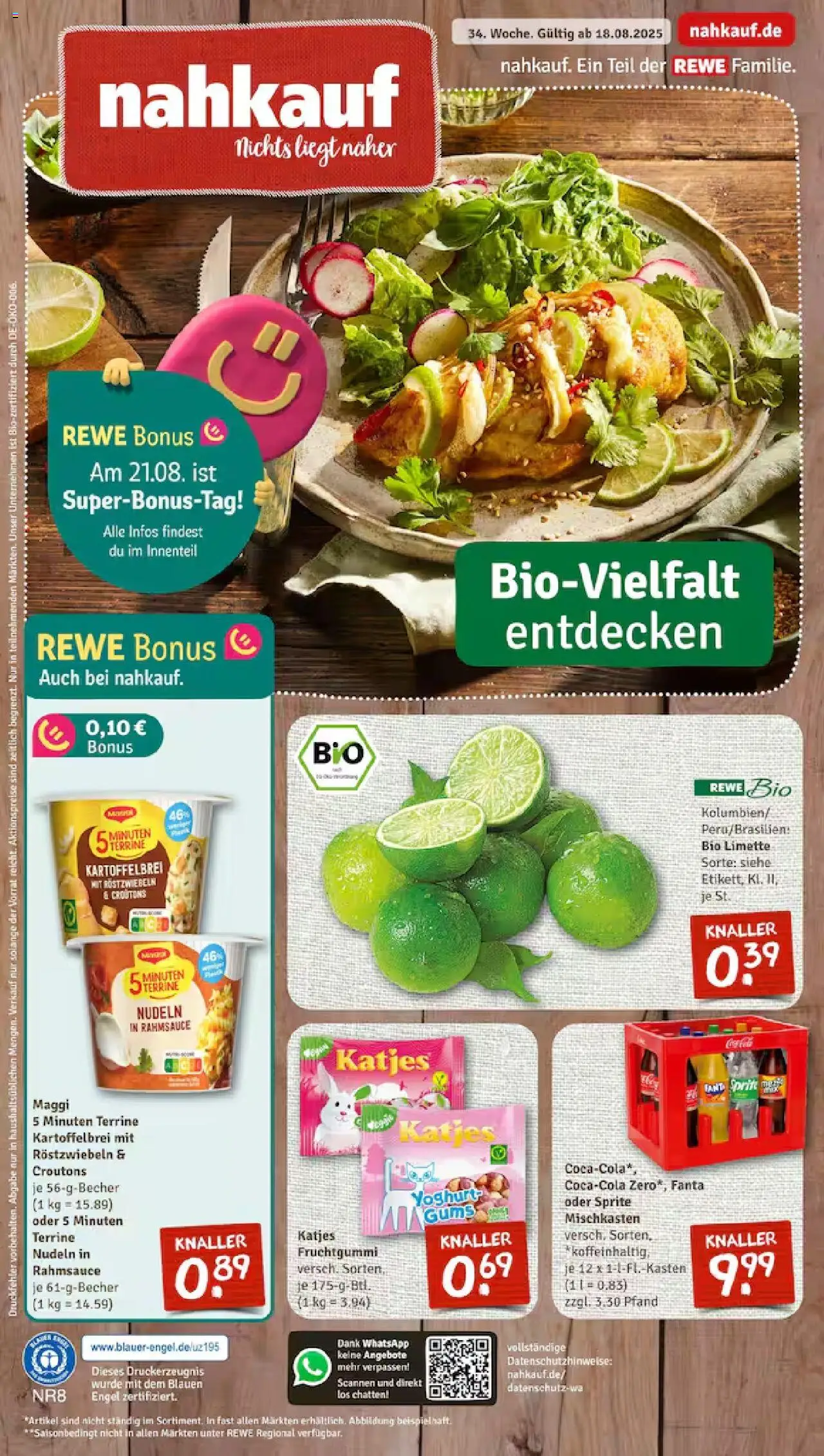 Nahkauf Prospekt 	 - gültig ab dem 18.08.2025 | Seite: 1 | Produkte: Fanta, Sprite, Limette, Maggi 5 minuten terrine