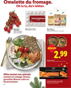 Witte omelet met spinazie tomaat en cottage cheese, gerookte Noorse zalm en havercrackers., Witte omelet met spinazie tomaat en cottage cheese, gerookte Noorse zalm en havercrackers. - Voorbeeld van een folder van Lidl, geldig van 26.11.2025 | Pagina: 6