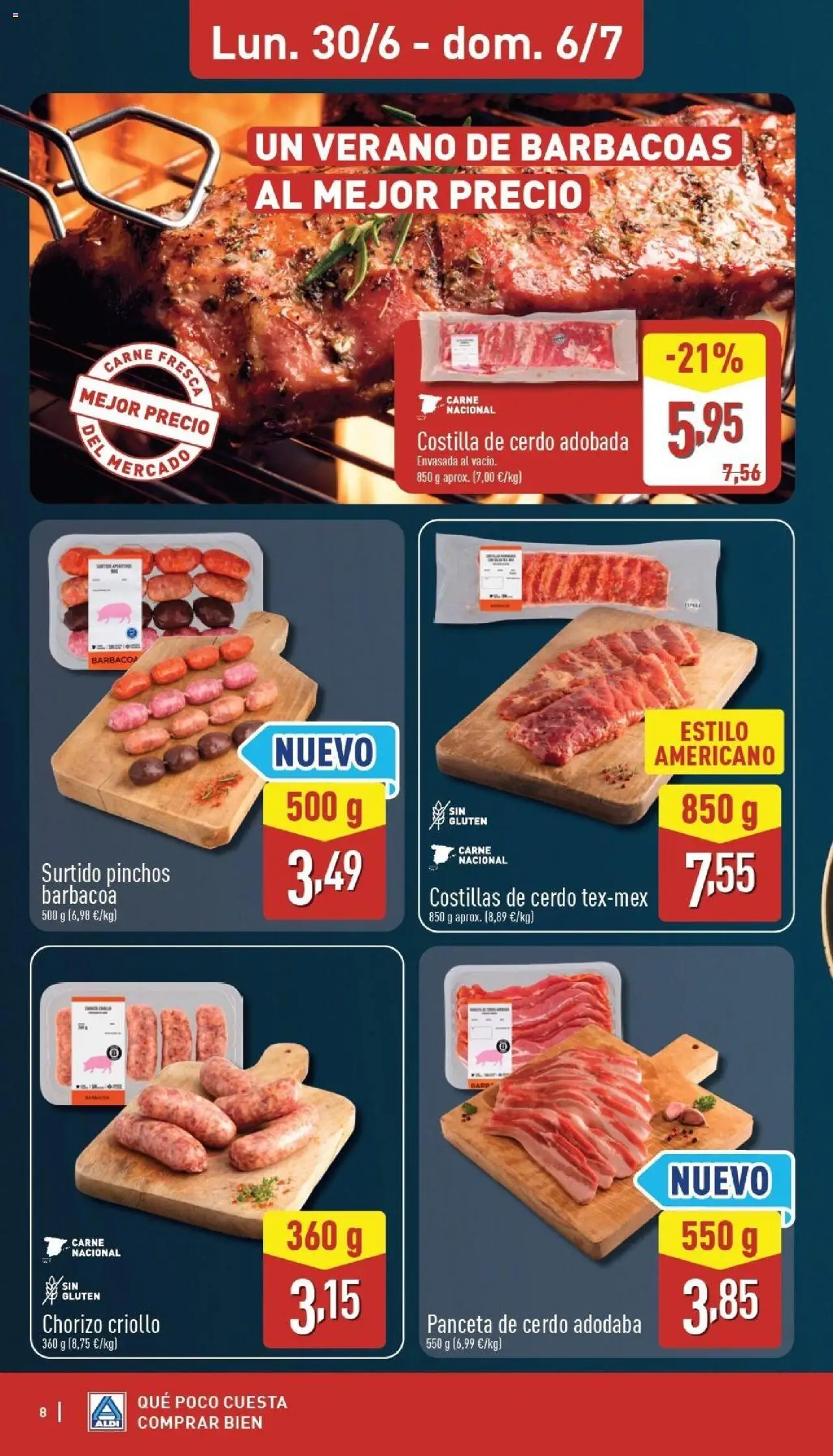 Aldi folleto Península │ válido desde el 30.06.2025 | Página: 8 | Productos: Ηλεκτρικός φούρνος, Cerdo, Costilla de cerdo, Barbacoa