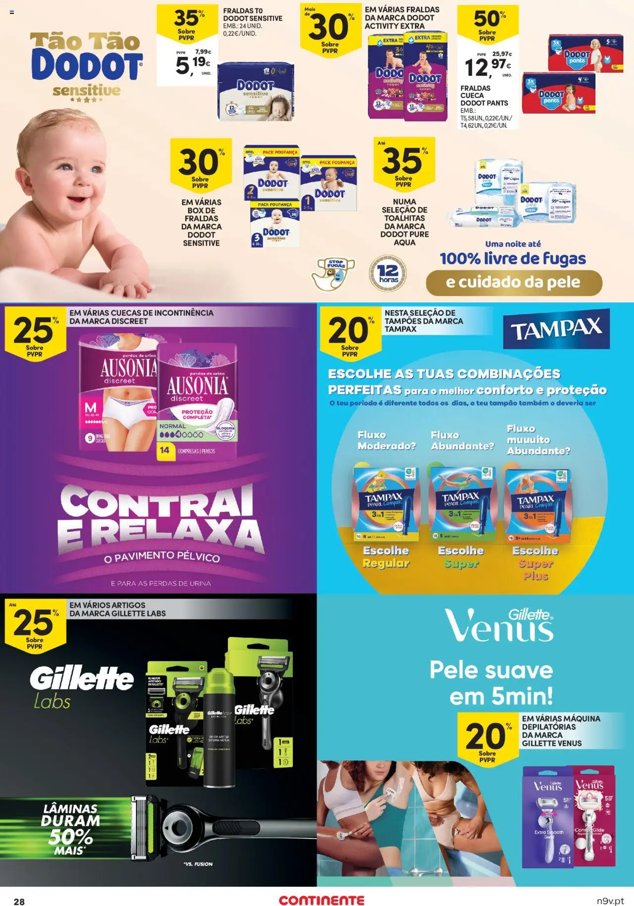 Continente - Açores │ válido de 16.10.2025 | Página: 28 | Produtos: Agua, Fraldas, Fraldas dodot, Cuecas