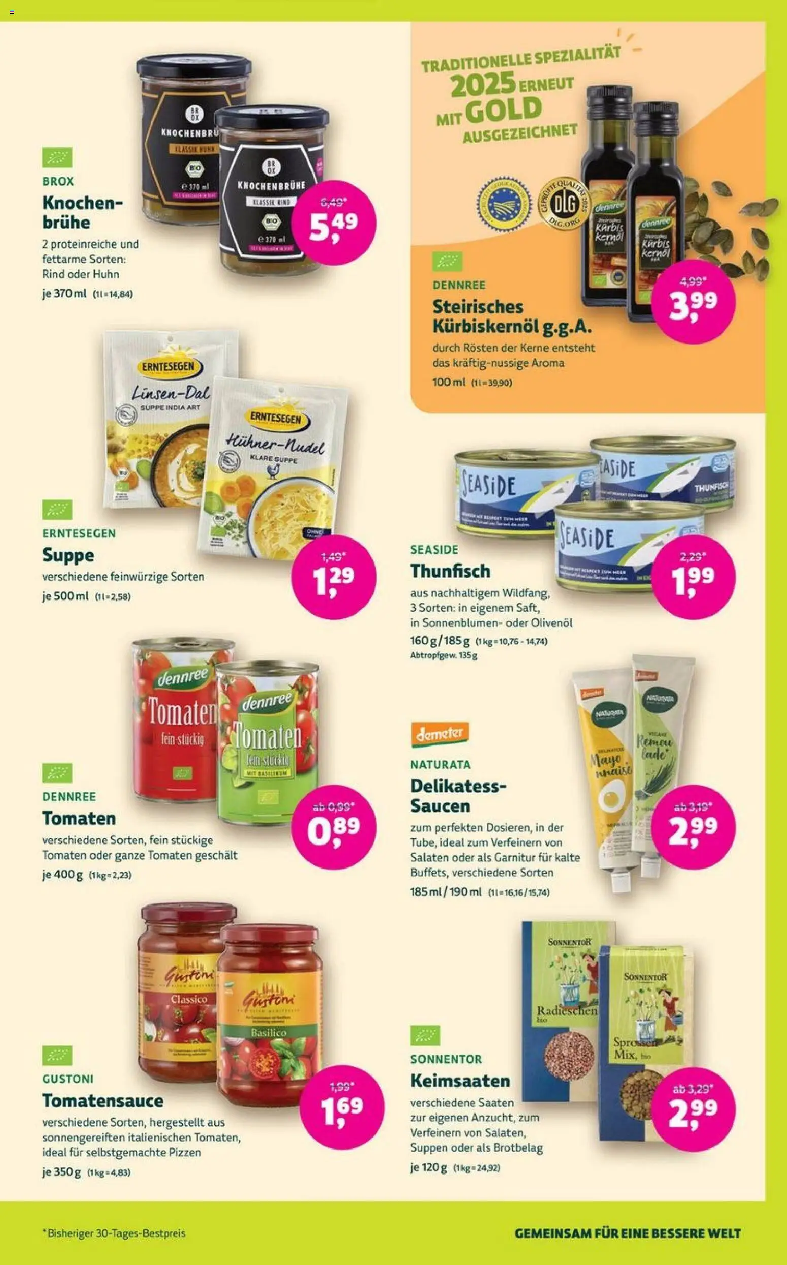 Denns BioMarkt Angebote – gültig ab 22.10.2025 | Seite: 7 | Produkte: Kürbiskernöl, Thunfisch, Tomaten, Kürbis
