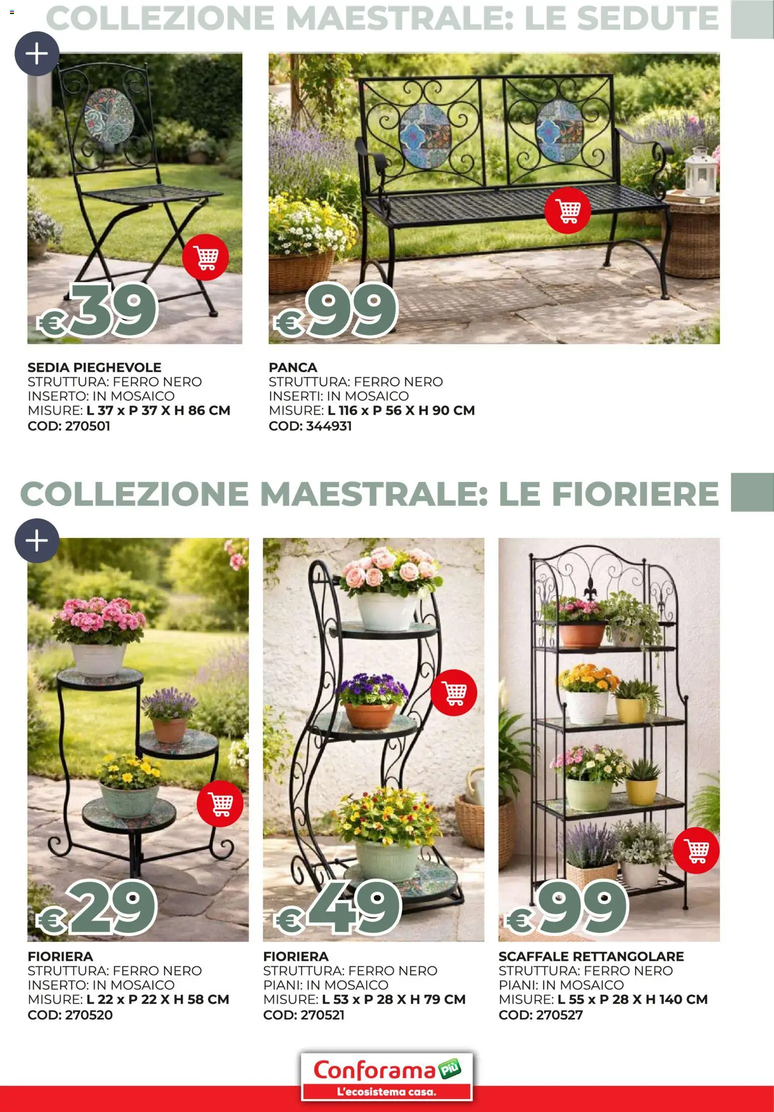 Volantino Conforama del 19.03.2026 | Pagina: 39 | Prodotti: Panca, Fioriera, Scaffale, Sedia