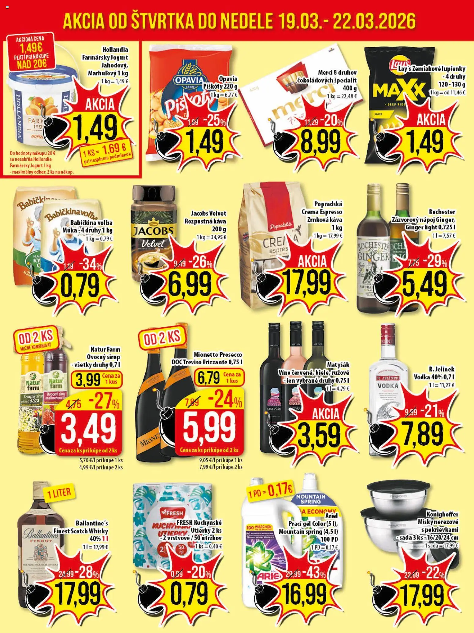 Nové Klas akcie – leták je platný od 16.03.2026 | Strana: 24 | Produkty: Jogurt, Múka, Whisky, Zrnková káva