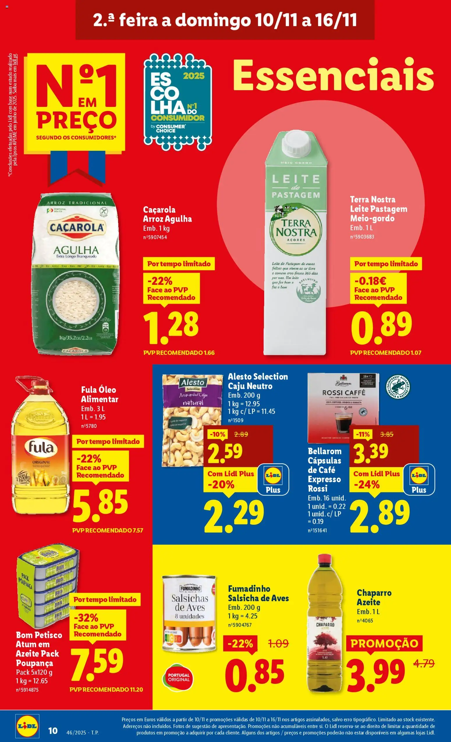 Lidl folheto │ válido de 10.11.2025 | Página: 10 | Produtos: Azeite, Leite, Café, Tarte