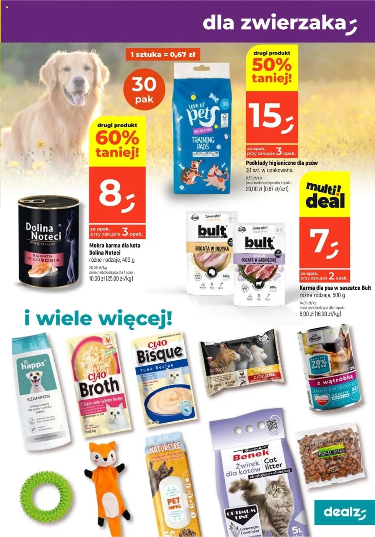 Dealz Gazetka - Wielkie otwarcie Poznań od 23.09.2025 | Strona: 7 | Produkty: Wątróbka, Podkłady higieniczne, Karma dla kota, Szampon