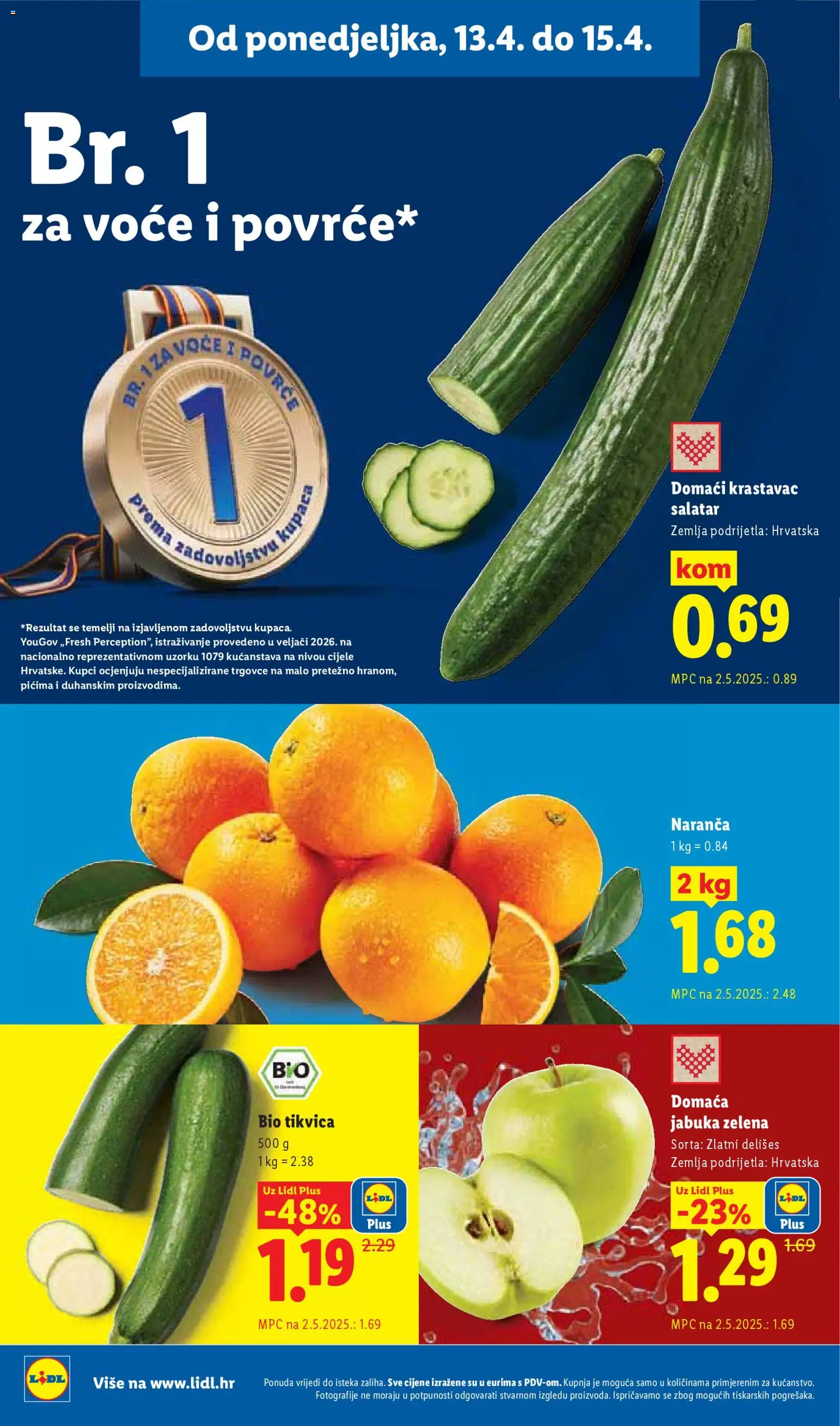 Lidl katalog | vrijedi od 13.04.2026 | Stranica: 4 | Proizvodi: Krastavac, Voće, Jabuka