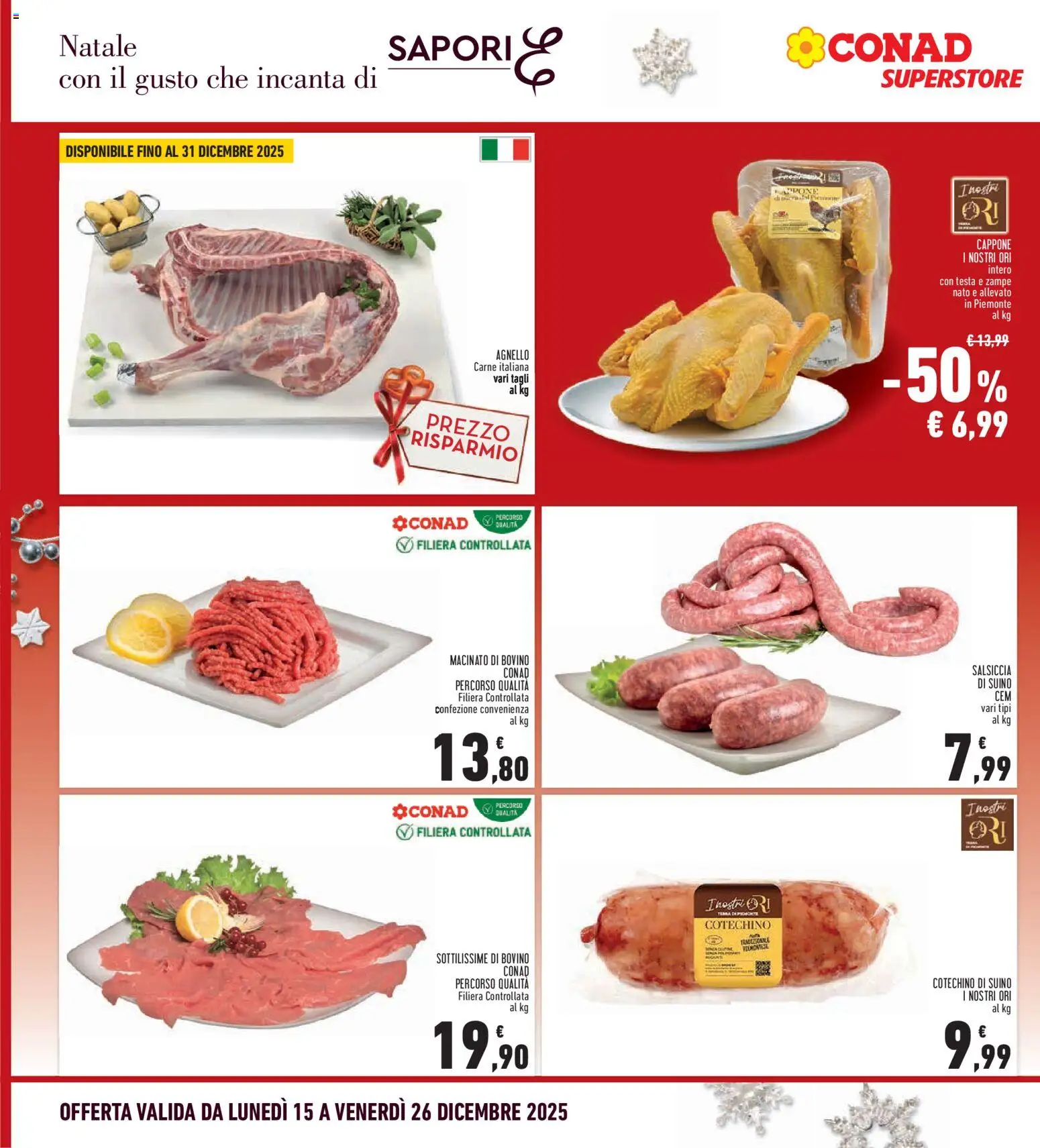 Volantino Conad del 15.12.2025 | Pagina: 10 | Prodotti: Bovino, Salsiccia, Agnello, Cotechino