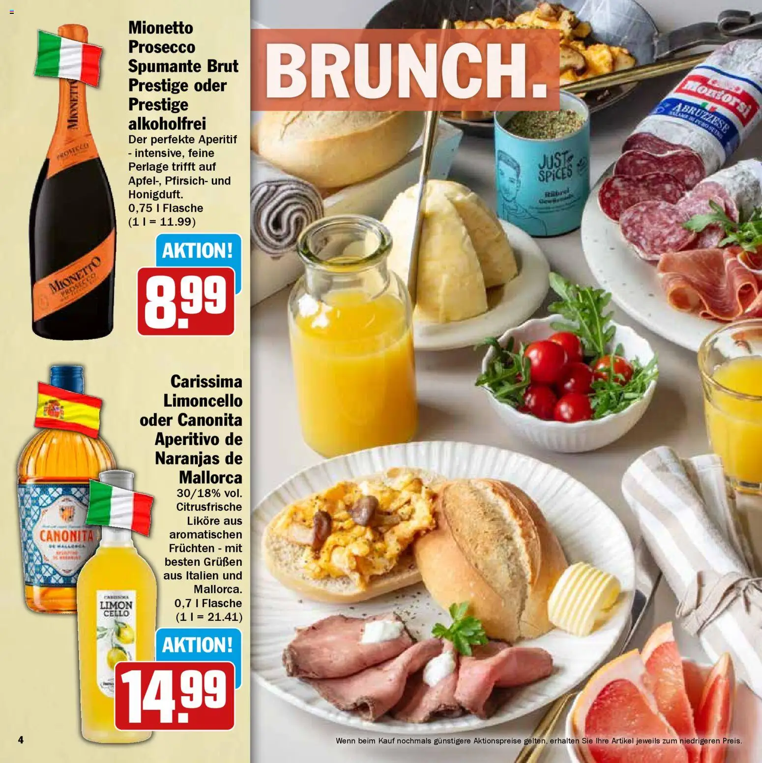 HIT Wochenprospekt – gültig ab 09.03.2026 | Seite: 4 | Produkte: Prosecco, Pfirsich, Limoncello